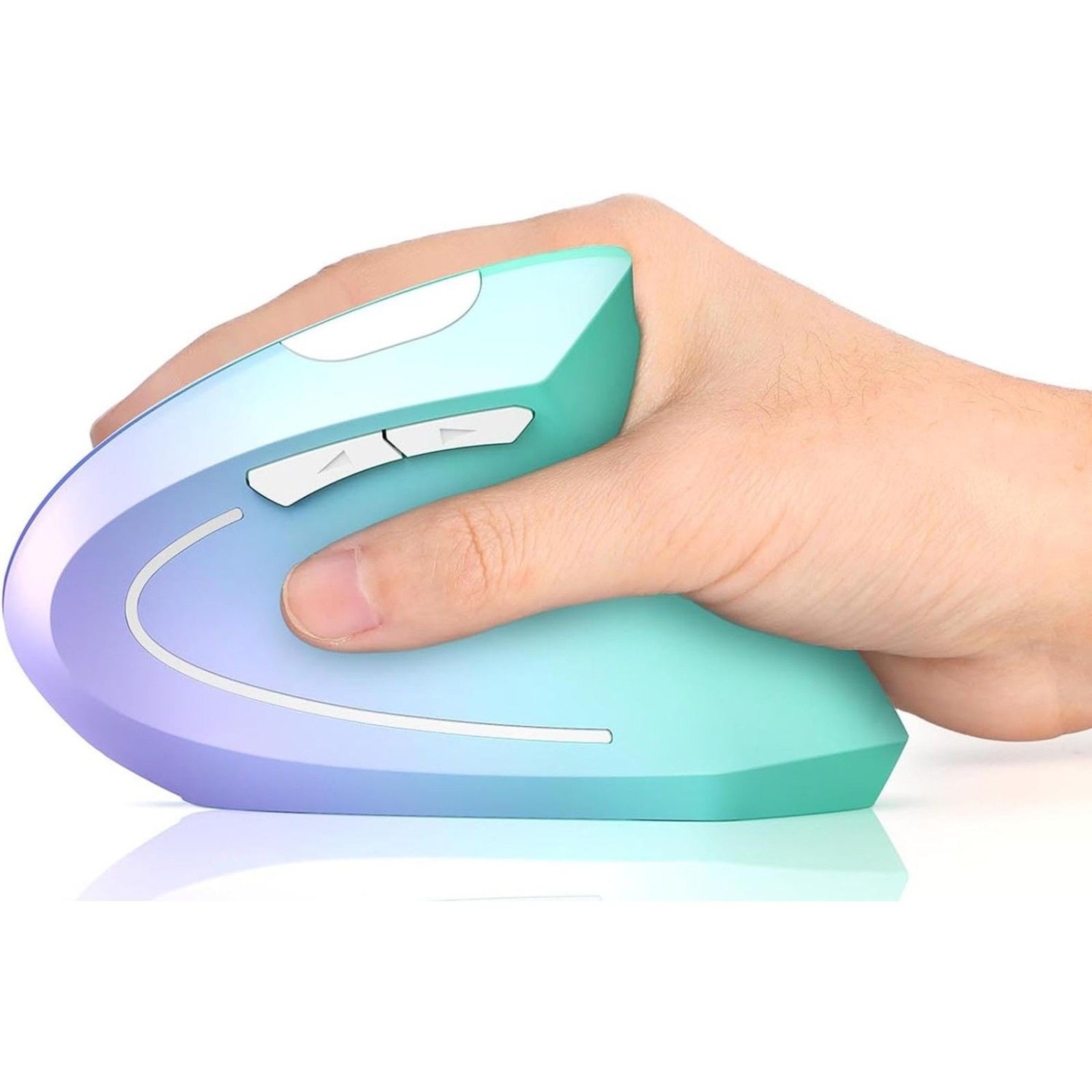 TECKNET Ergonomic Vertical Wireless Mouse - Purple Green Gradient