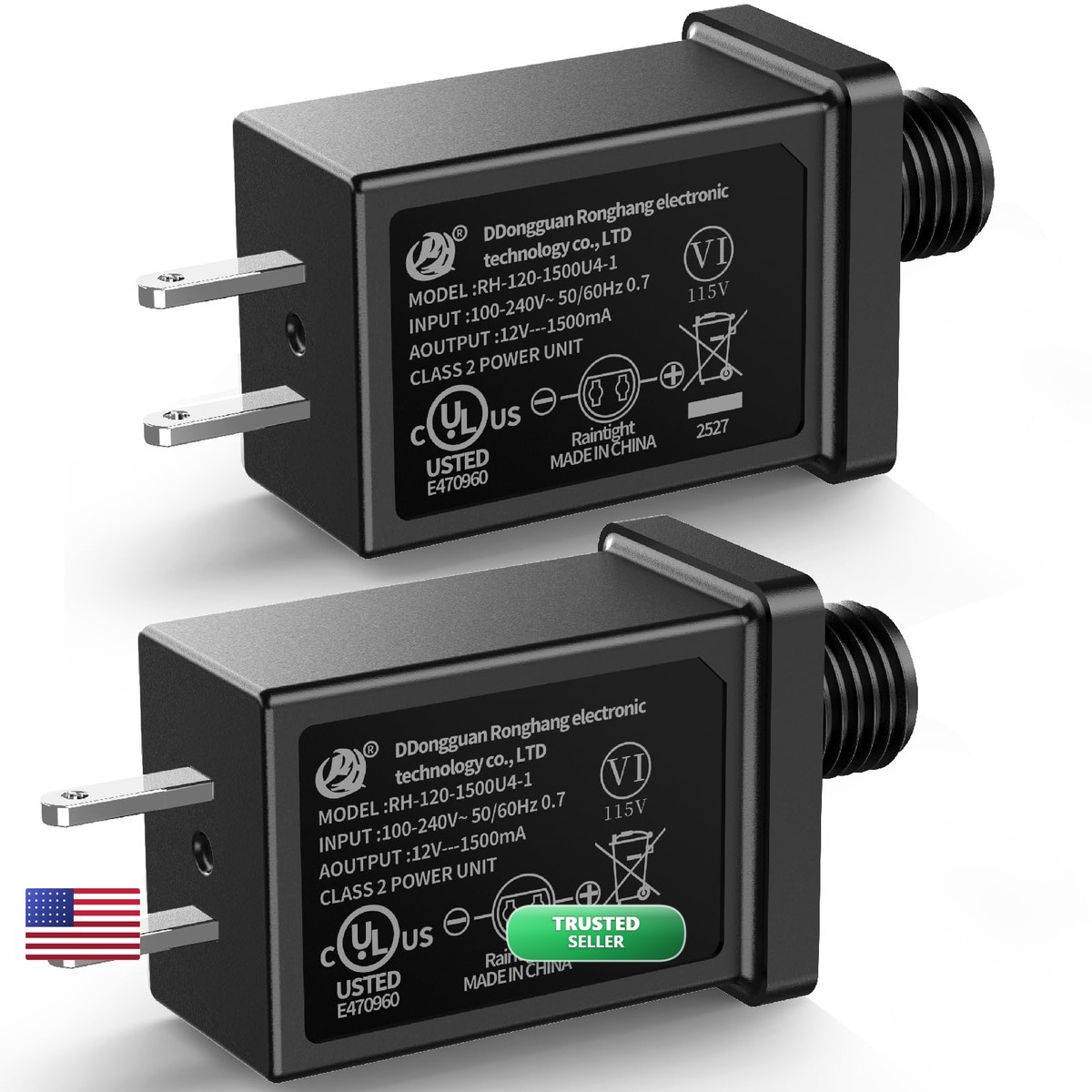Vanamava 2PCS Replacement Yard Inflatable Adapters 1.5A Class 2 Power Supply