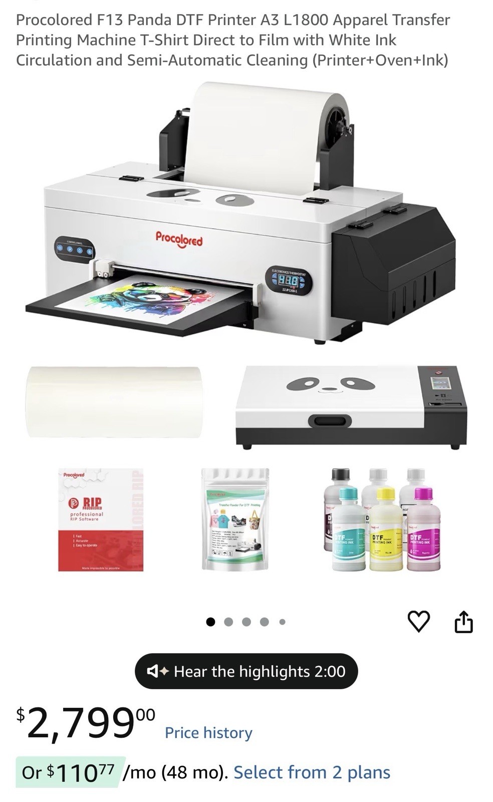 Procolored F13 Panda DTF Printer (A3) – Full Set