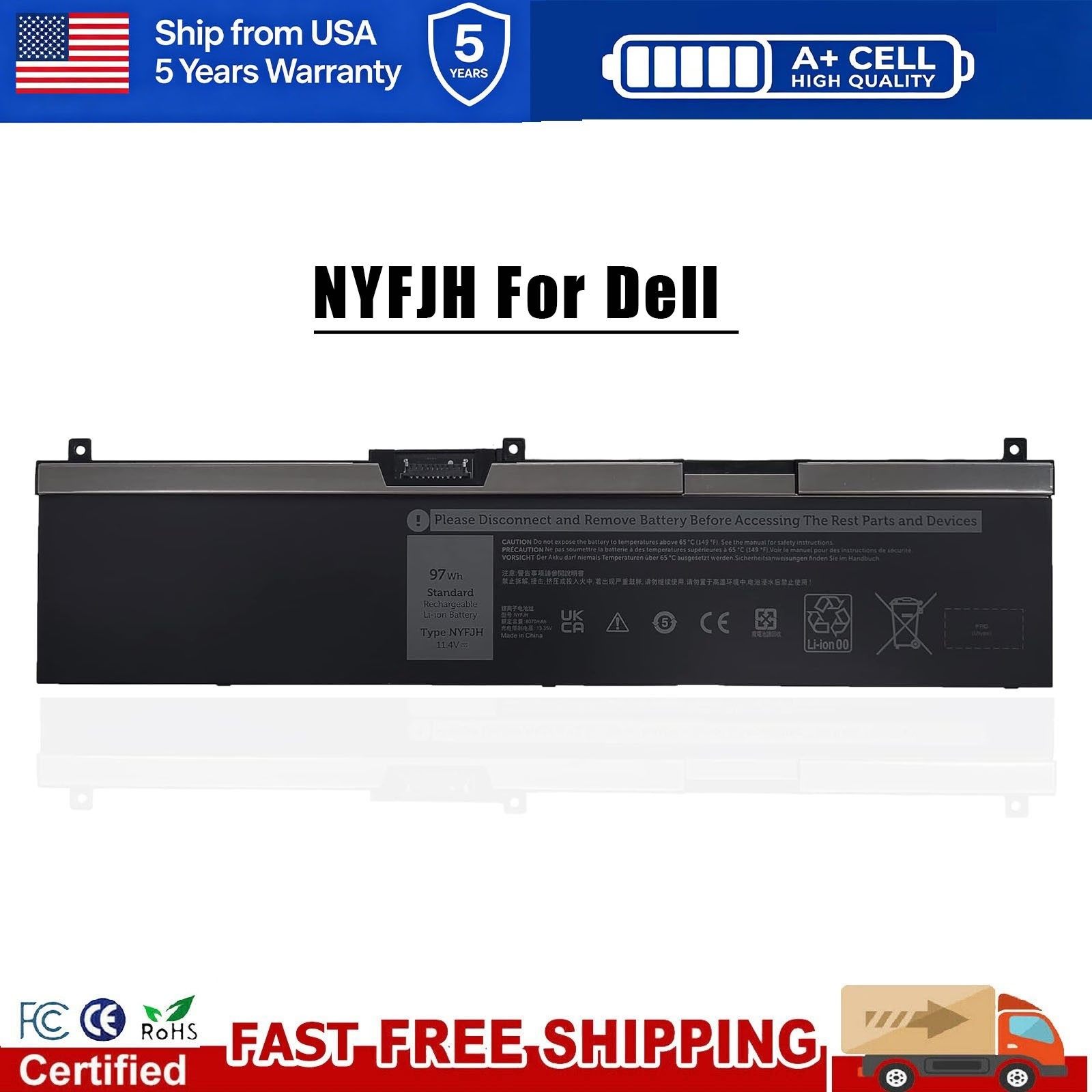 NYFJH Battery For Dell Precision 7330 7530 7540 7730 7740 P74F P34E Series 97Wh