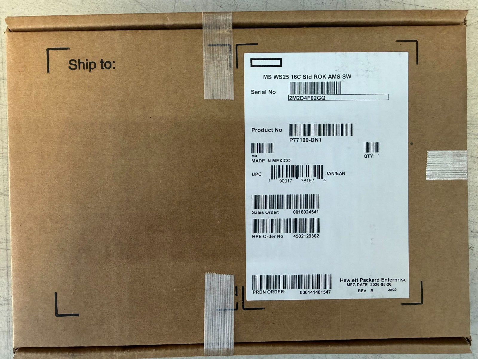HPE Windows Server 2025 Standard ROK 16 Core P77100-DN1