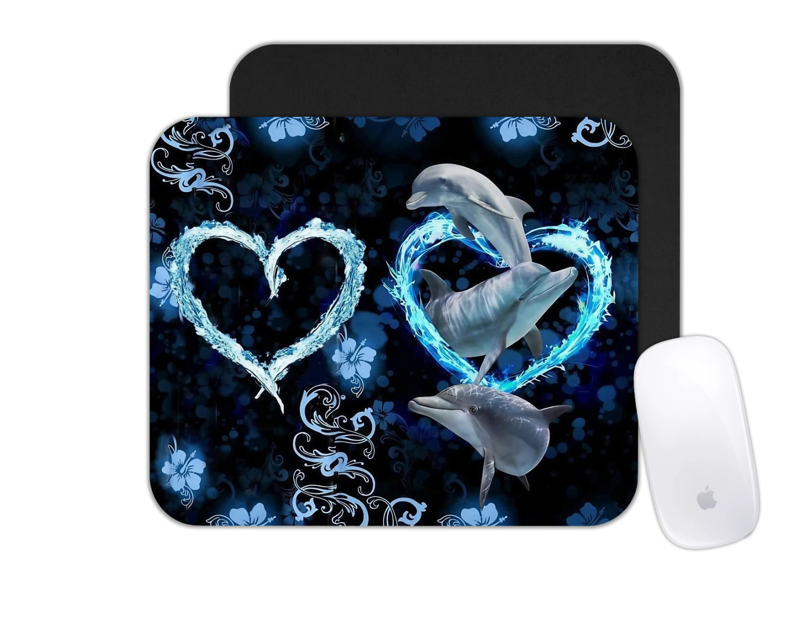 Custom Mouse Pad Playful Dolphins Swimming Ocean Wildlife Desk Mat Office