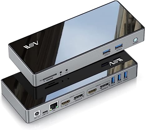 Black - USB 3.0 Docking Station IVIIN Universal Dual Monitor 4K HDMI 5K D6902