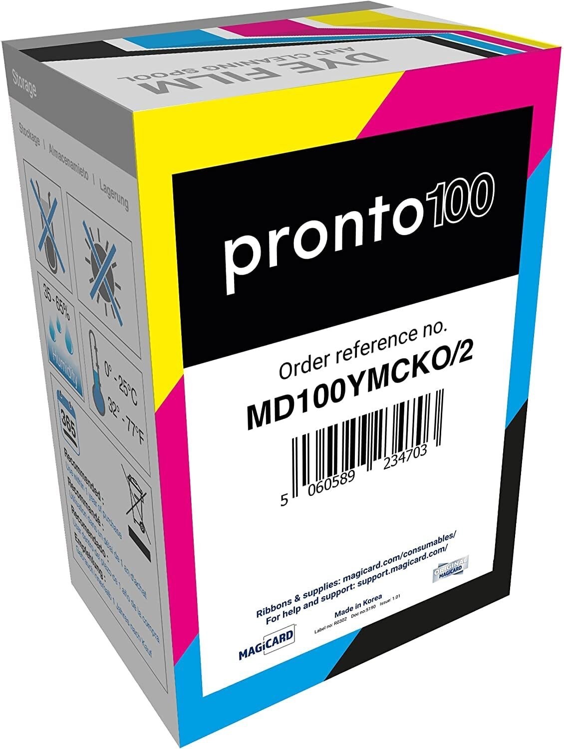 Bodno 2 x Magicard Pronto 100 Printer MD100YMCKO Color Ribbon -YMCKO -100 Prints