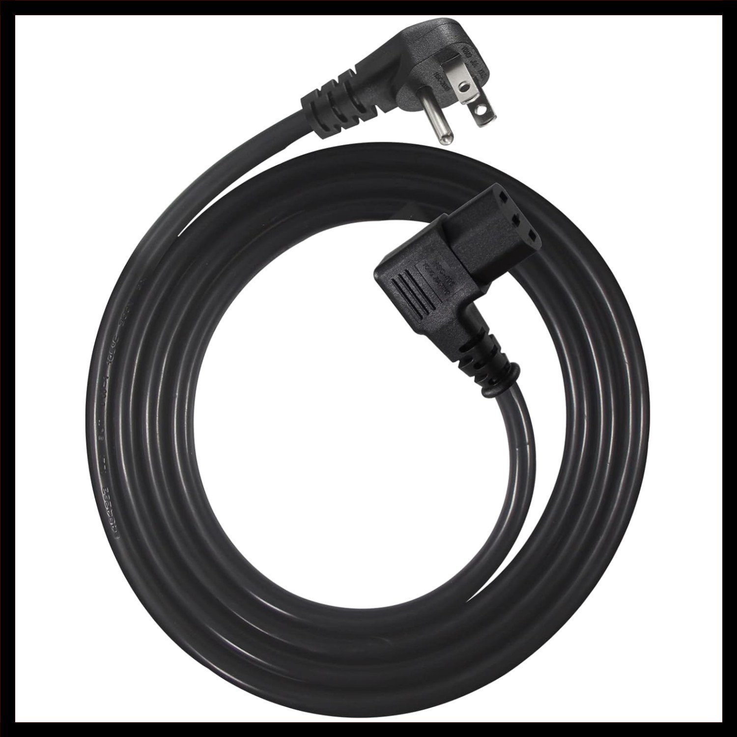 Black 6FT 90 Degree IEC Power Cord - Space-Saving C13 PC Monitor Cable