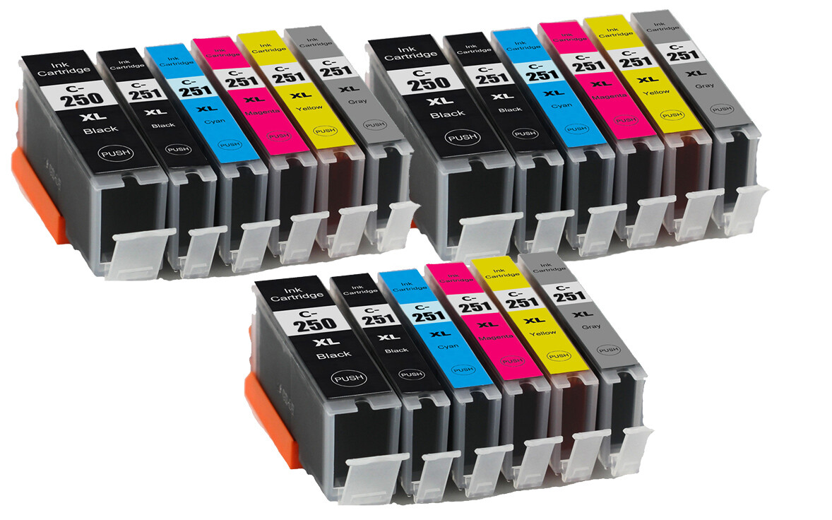 12P Printer Ink Tank +chip for PGI-250 CLI-251 Canon iP8720 MG7520 MG7120 MG6320