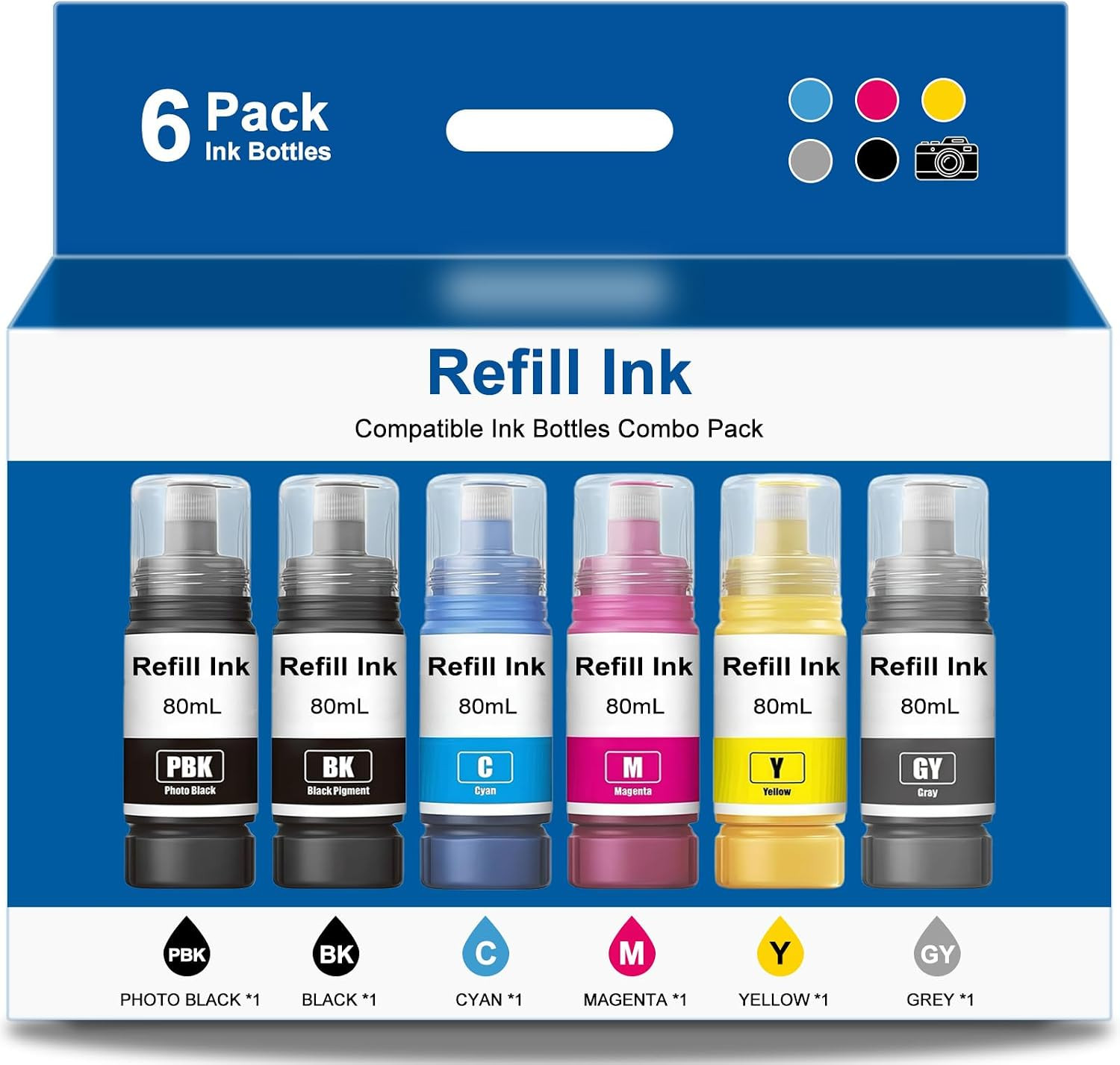 Ink Refill Bottles Replacement for ET-8500 ET-8550 ET8500 ET8550 8500 8550 Print
