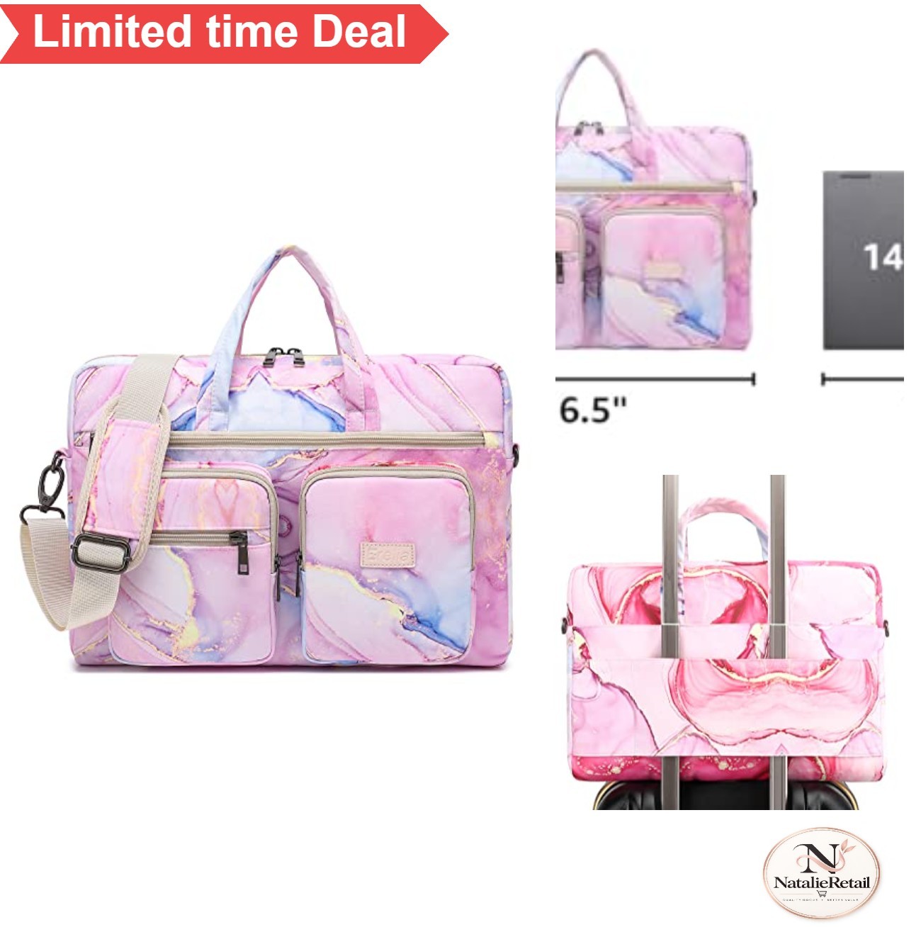 Laptop Shoulder Bag 15.6 Inch Waterproof Nylon Business Work Briefcase 20L