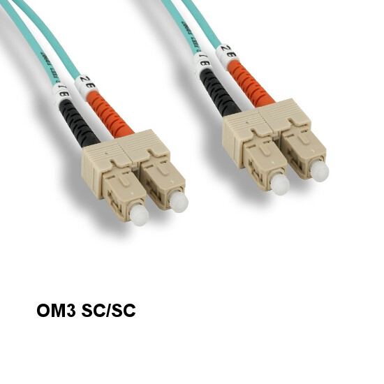 1M OM3 50/125 Aqua Fiber Optic Cable Multi-Mode Duplex SC/SC 10G 2.0mm LED/VCSEL