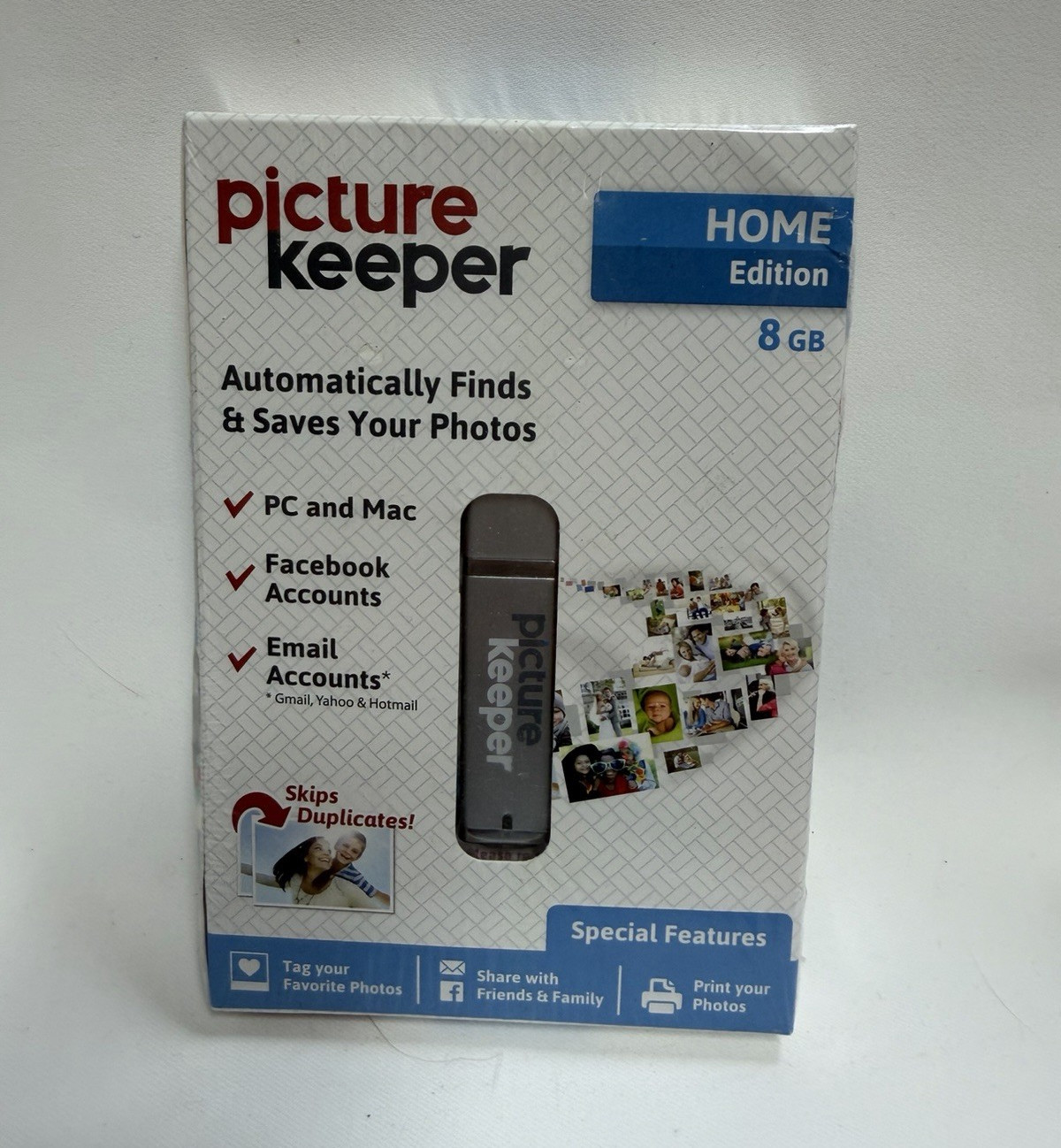 Picture Keeper Home Edition 8GB USB 2.0 USB-A Photo Backup Drive Gray PC/Mac