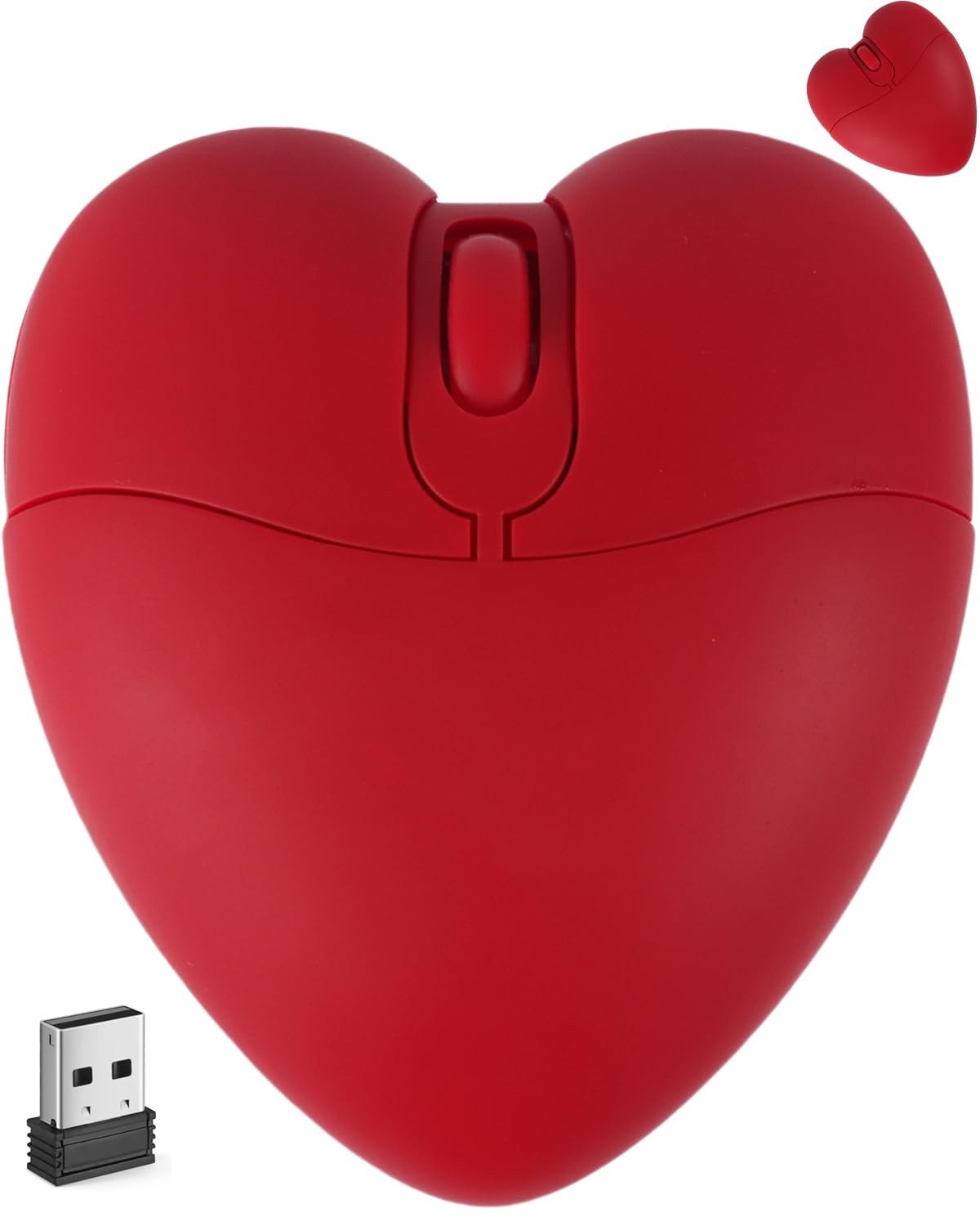 Red Love Heart Shape Wireless Bluetooth Mouse Silent Portable Dual Mode
