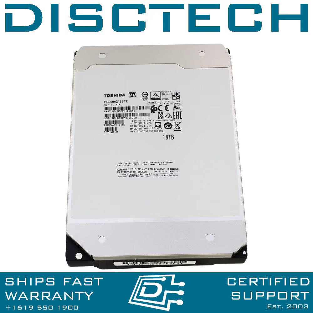 Toshiba MG09ACA18TE 18TB 3.5” LFF 6Gbps 7.2K RPM 512e MG09 Series SATA HD