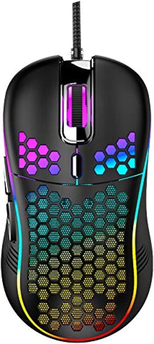 BLACK Ultralight Honeycomb Gaming Mouse Wired Gaming Mouse Mechanical 7200DPI