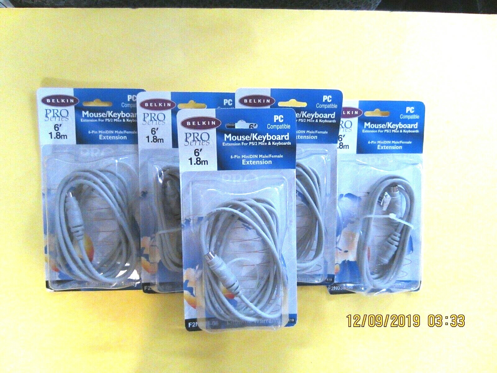 BELKIN F2N035-06 PS/2 Keyboard/Mouse Extension Cable 6-Pin Male/Female Lot of 5