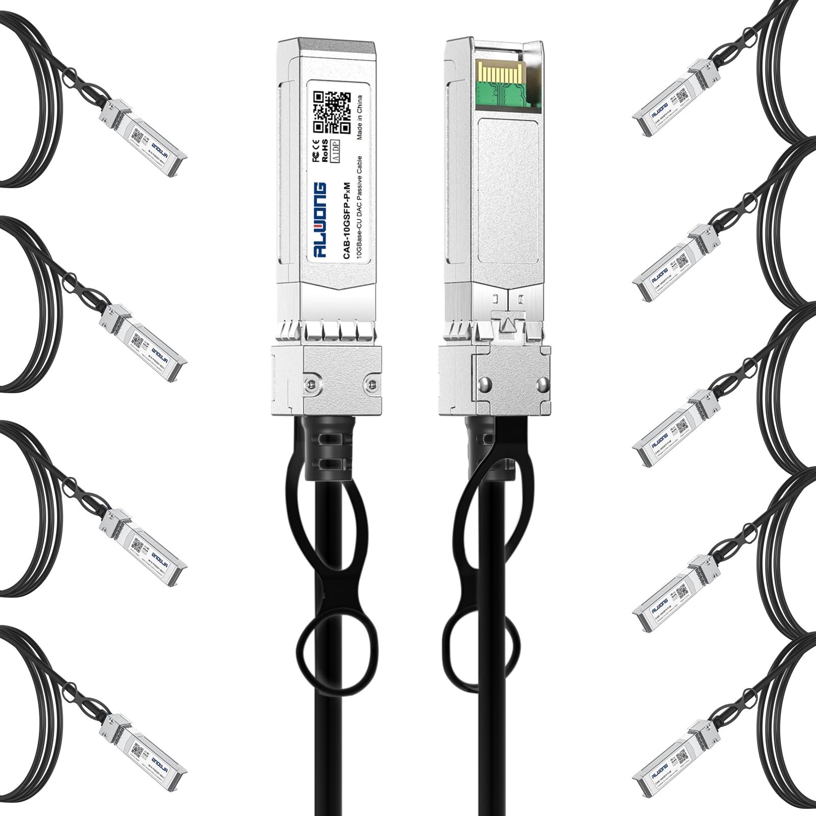 Alwong 10G SFP+ Direct Attach Copper Twinax Cable 10-Pack 1.5m