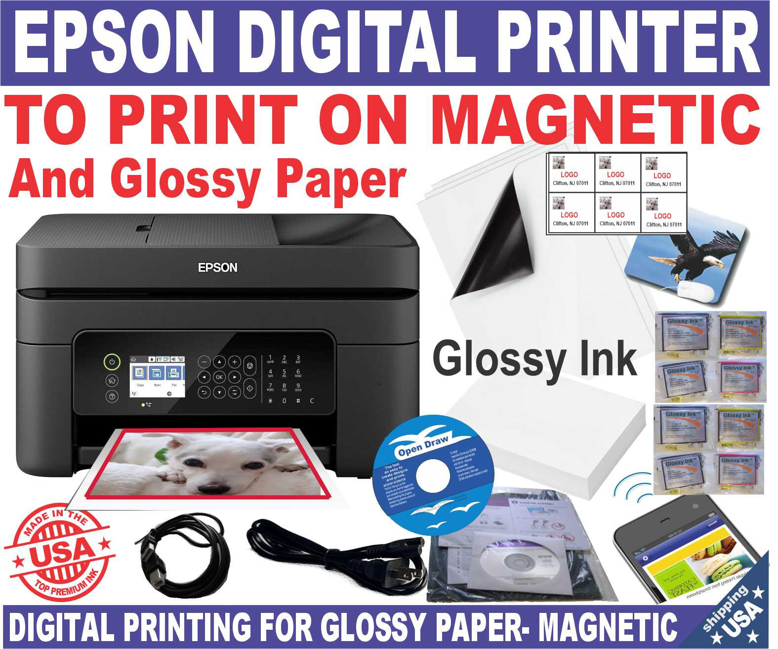 EPSON PRINTER COMPLETE Glossy Ink Print on Magnetic Gloss Sticker Maker