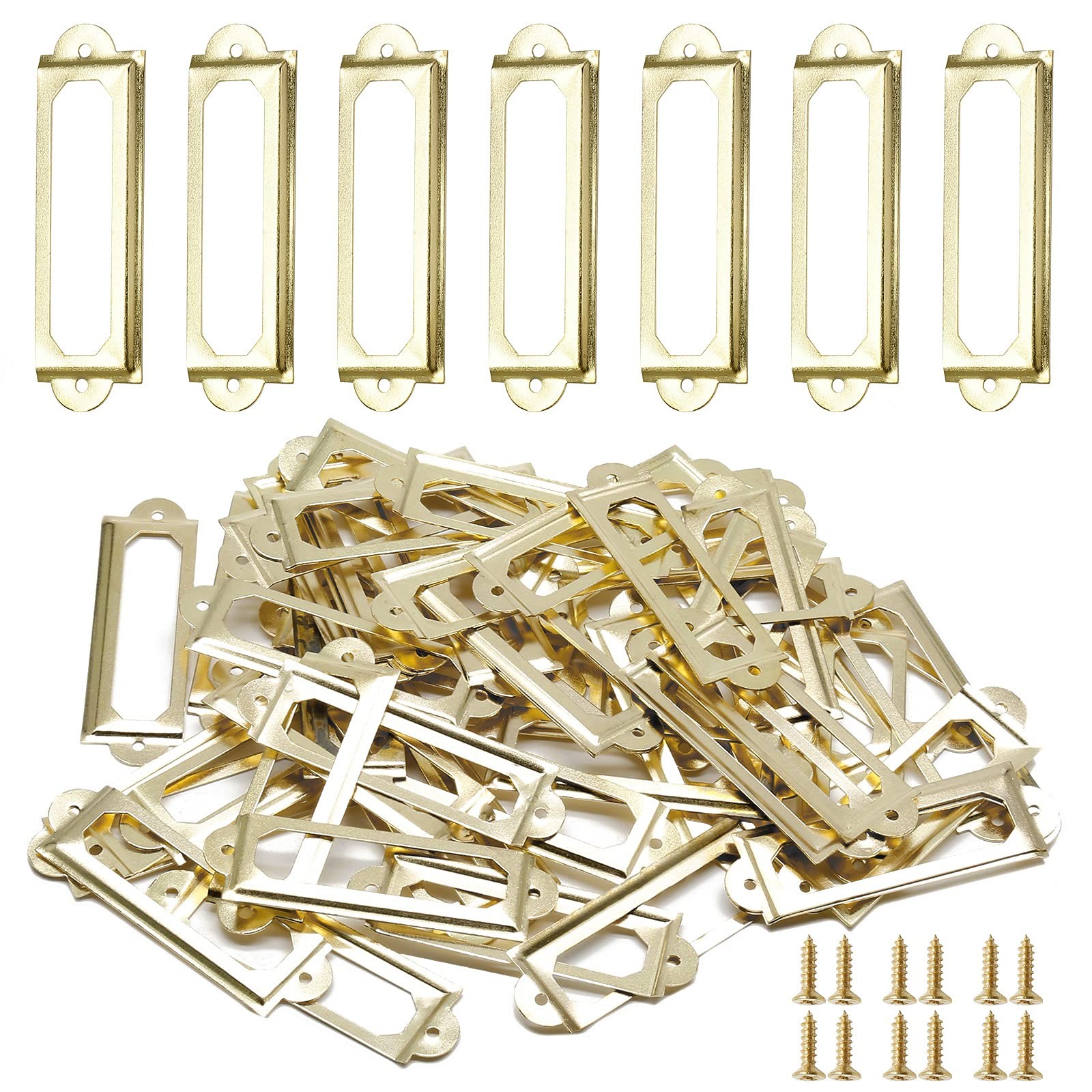 50 Pcs Metal Library Label Holders File Cabinet Label Frames Card Tag Holder