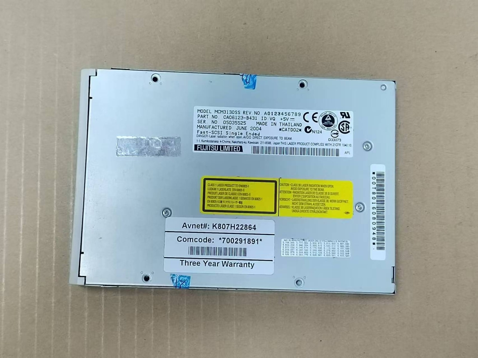 Fujitsu MCM3130SS 1.3GB 20MB 3.5-Inch Internal Magneto Optical SCSI Drive