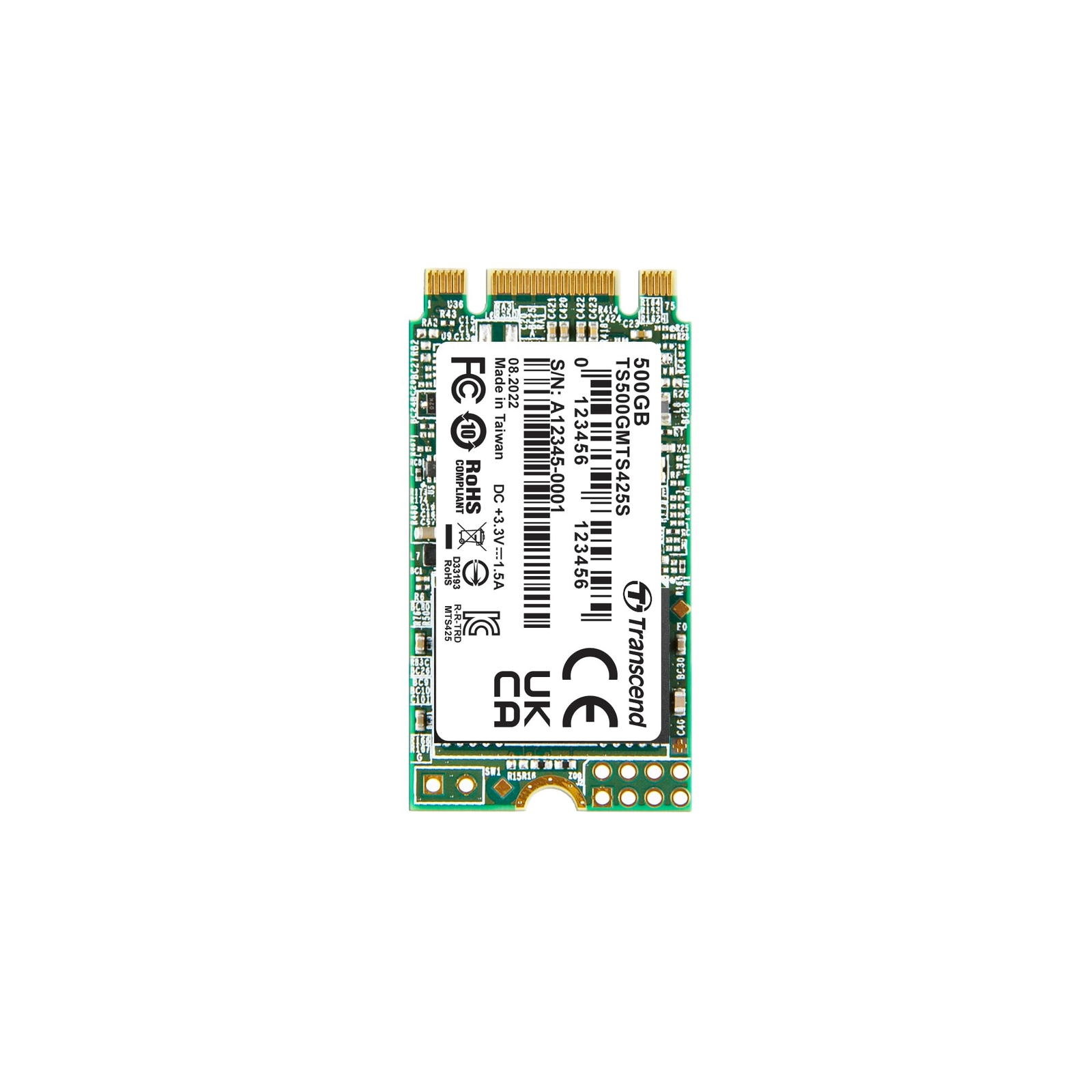 Used Transcend SSD 425S M.2 500 GB Serial ATA III 3D NAND 500GB - UBB ...