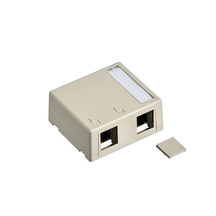 Leviton 41089-2TP Surface-Mount Quickport Box Plenum Rated 2-Port Light Almond
