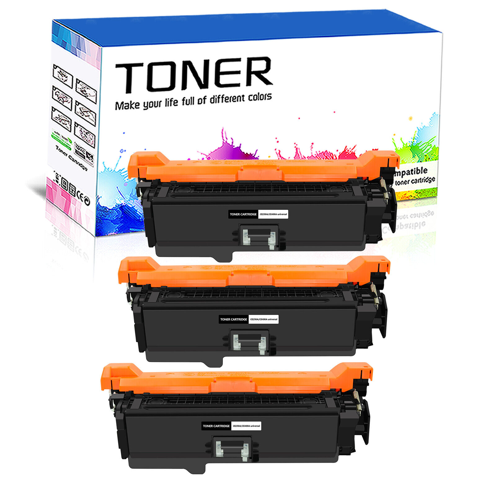 3 Pack Black CE250A 504A Toner for HP Color LaserJet CP3525dn CP3525n CP3525x