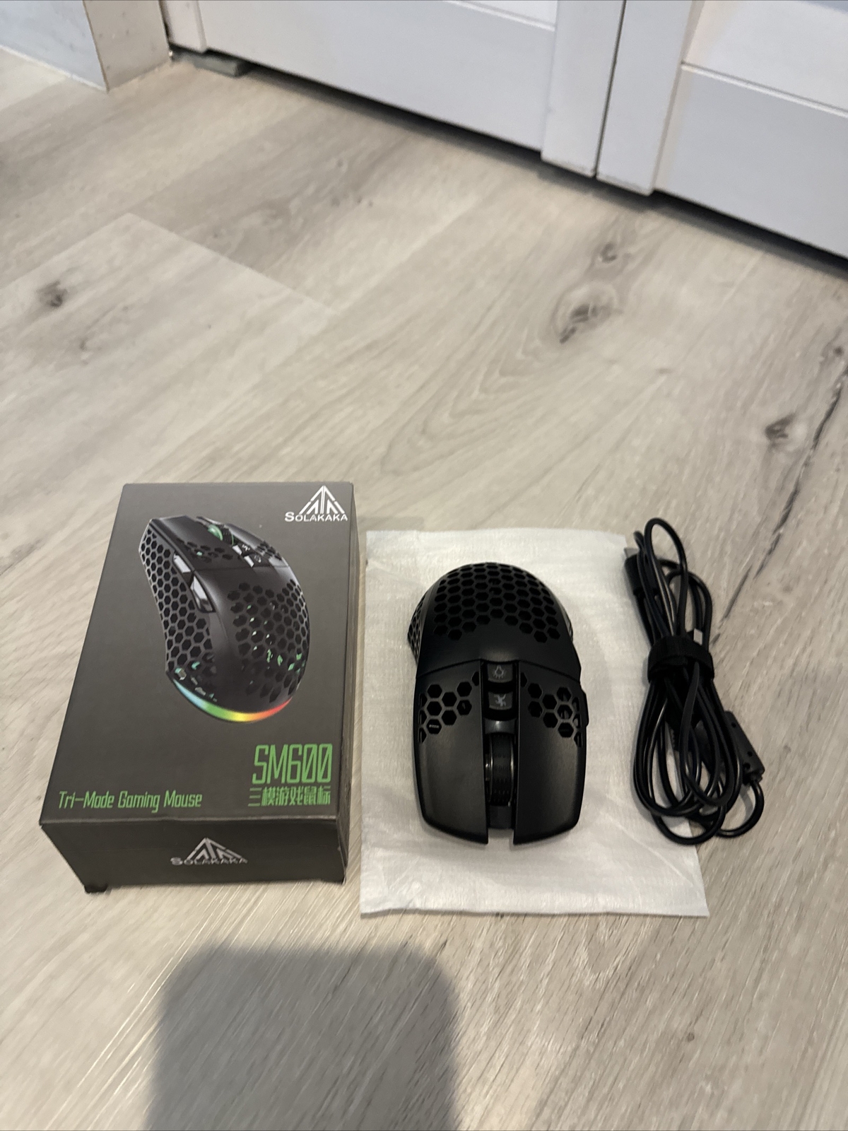 NEW Solakaka SM600 Black Dual Mode Wireless Bluetooth Gaming Mouse Open Box