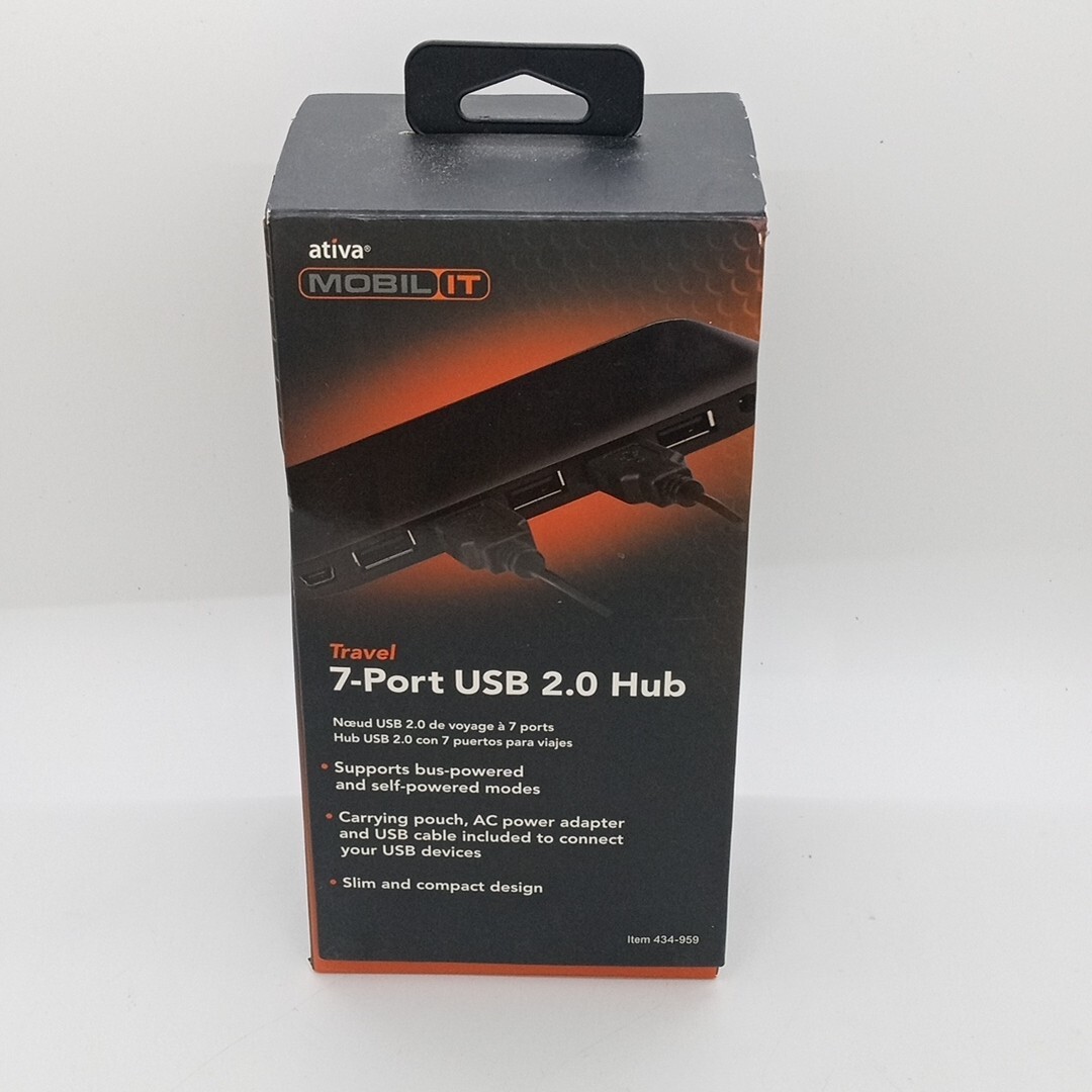 Ativa Mobil IT Travel 7-Port USB 2.0 Hub Used Open Box 