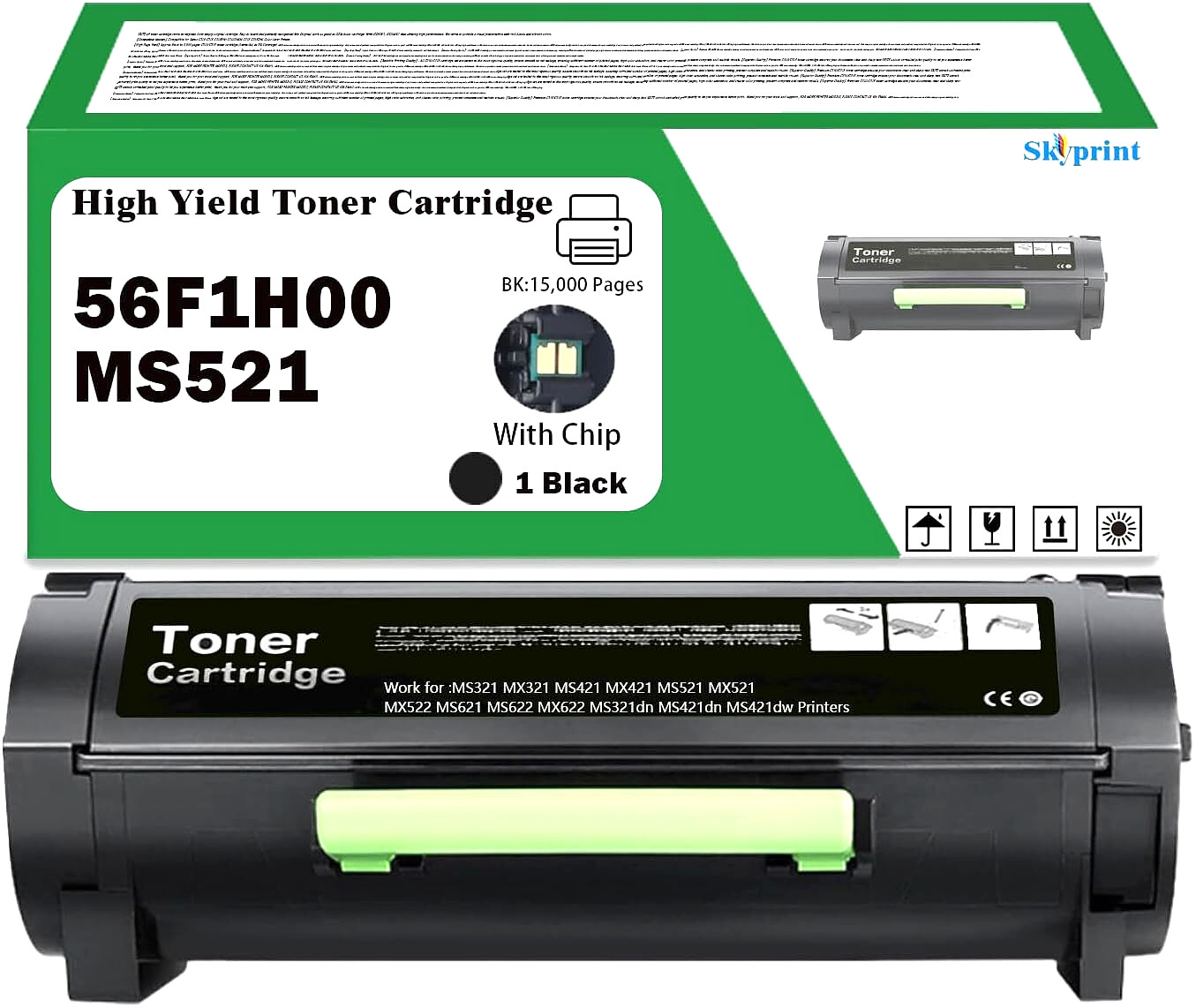 56F1H00 Black Toner Cartridge for Lexmark MS321/MS421/MS521/MS621 & MX321 Series