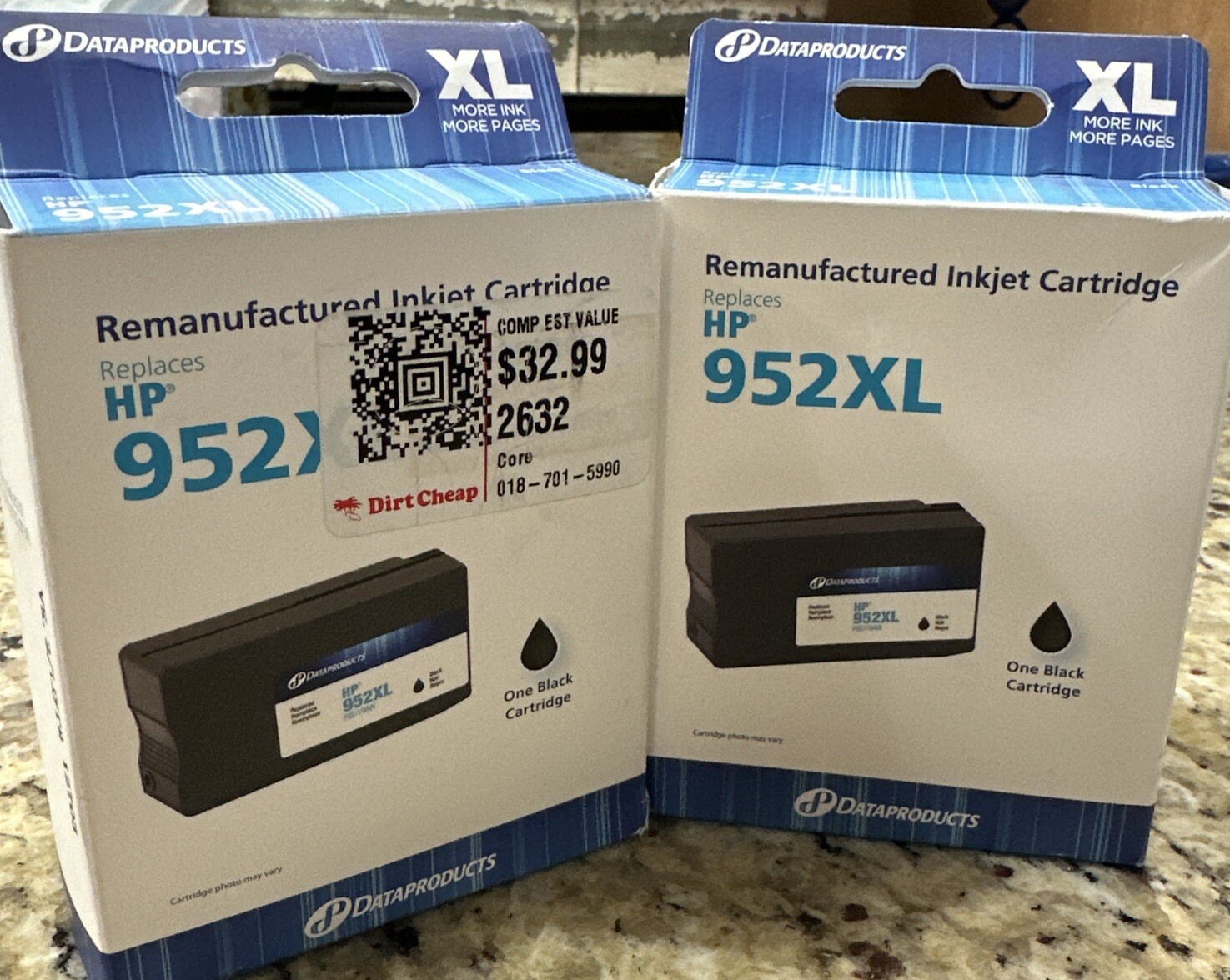 (LOT OF 2) DataProducts Inkjet Cartridge Replaces HP 952XL Black New Sealed