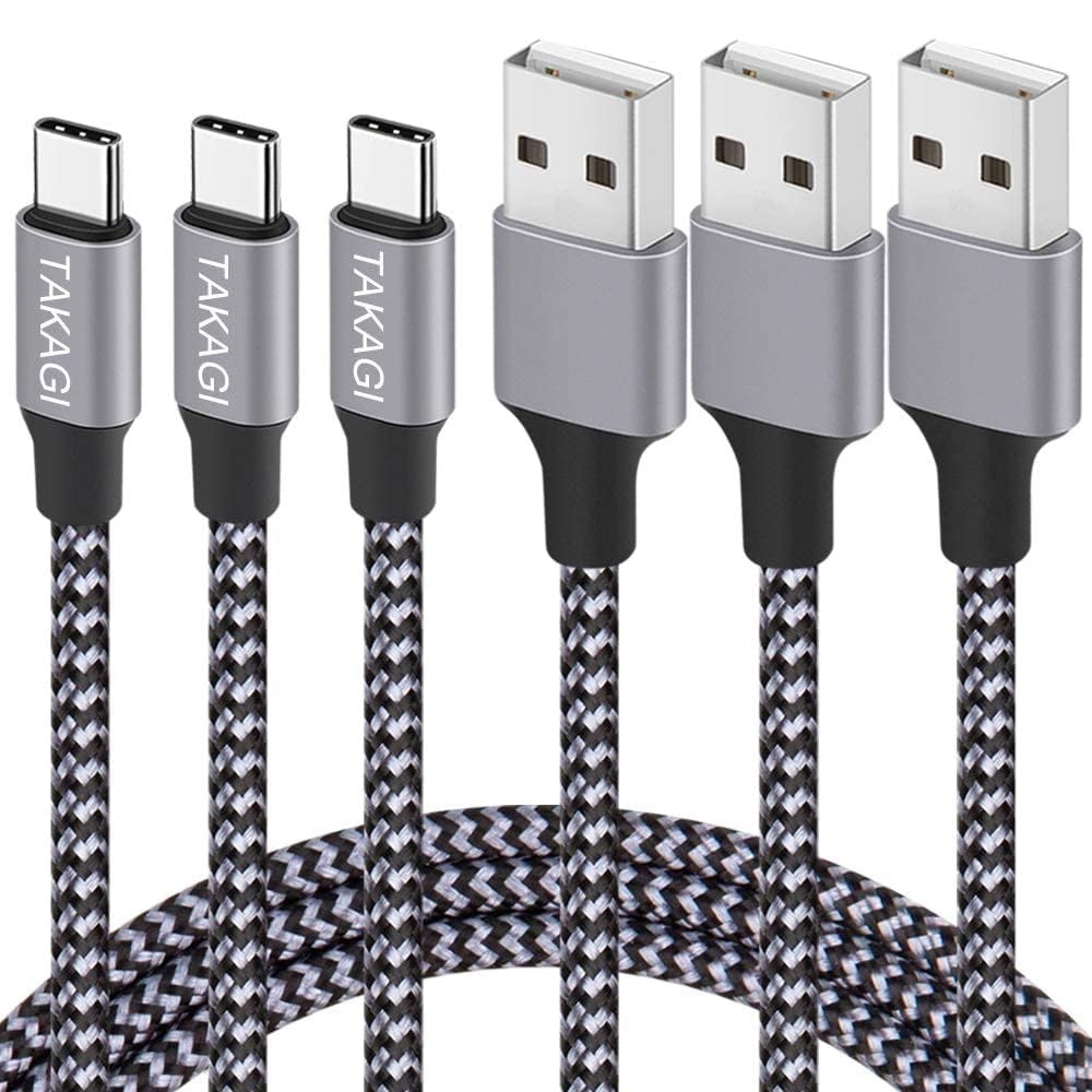 USB C Cable Fast Charging Nylon Braided 3Pack 6ft A to Type C 6FT, Grey