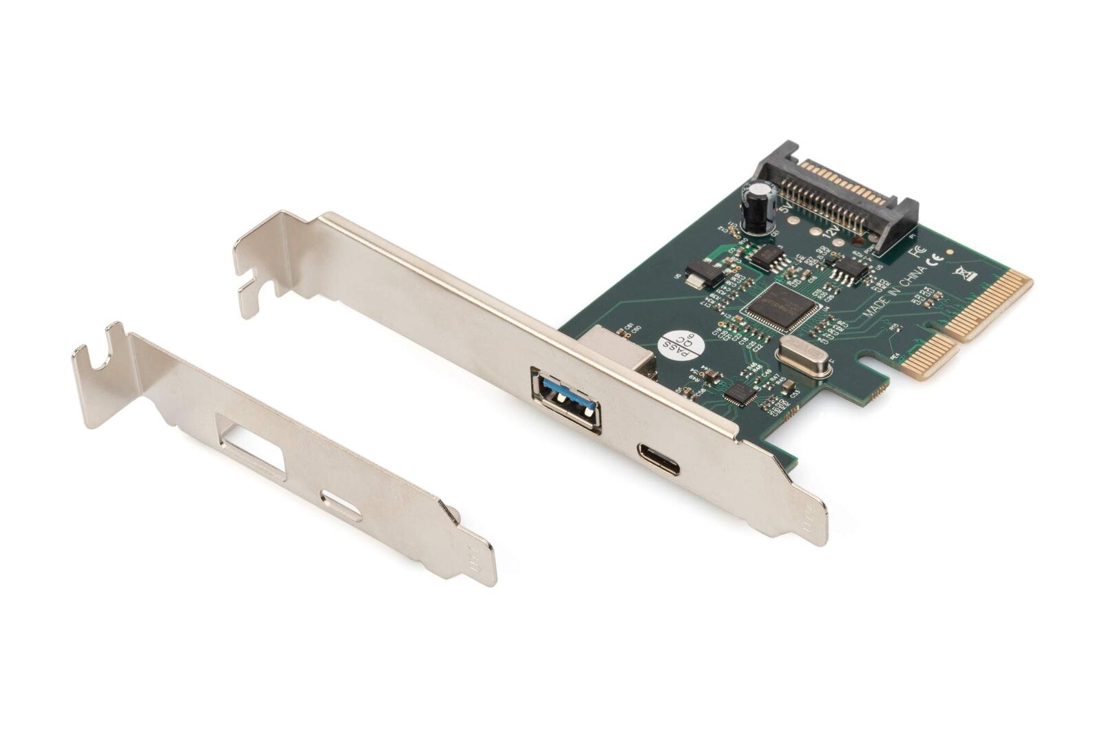 DIGITUS IO-Karte - PCIe - USB 3.1 Schnittstellen-Karte - 2-Port - 1x USB-C & 1x 