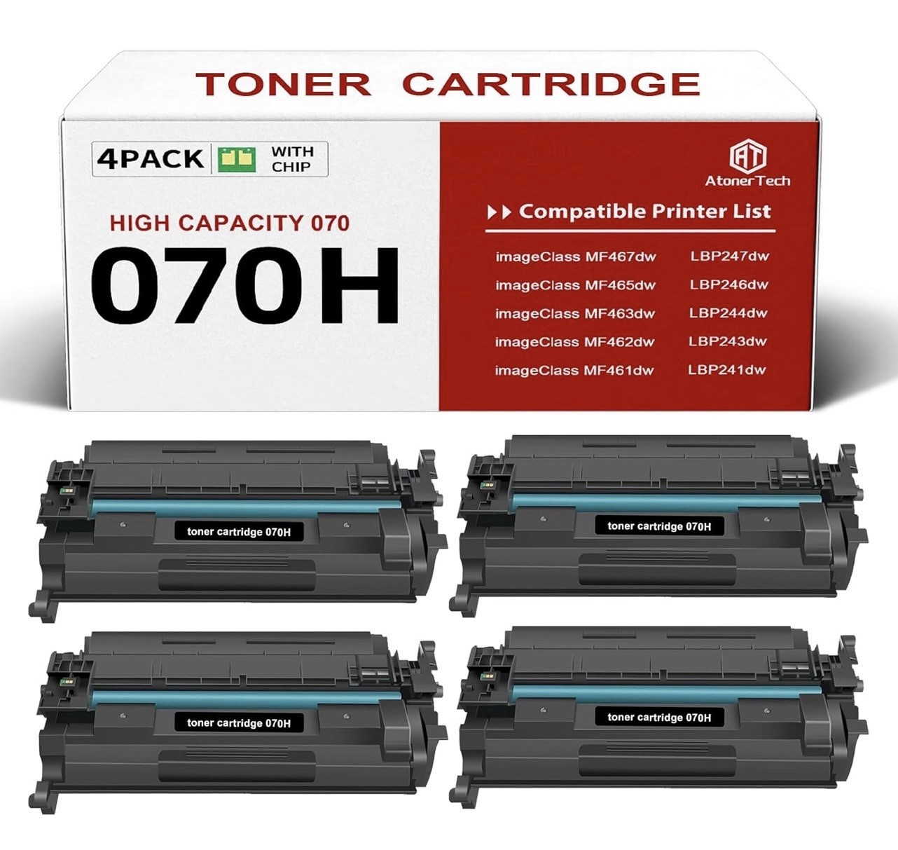 070H 4 Pack Toner Cartridges Compatible 070/070H CRG-070 MF & LBP Series