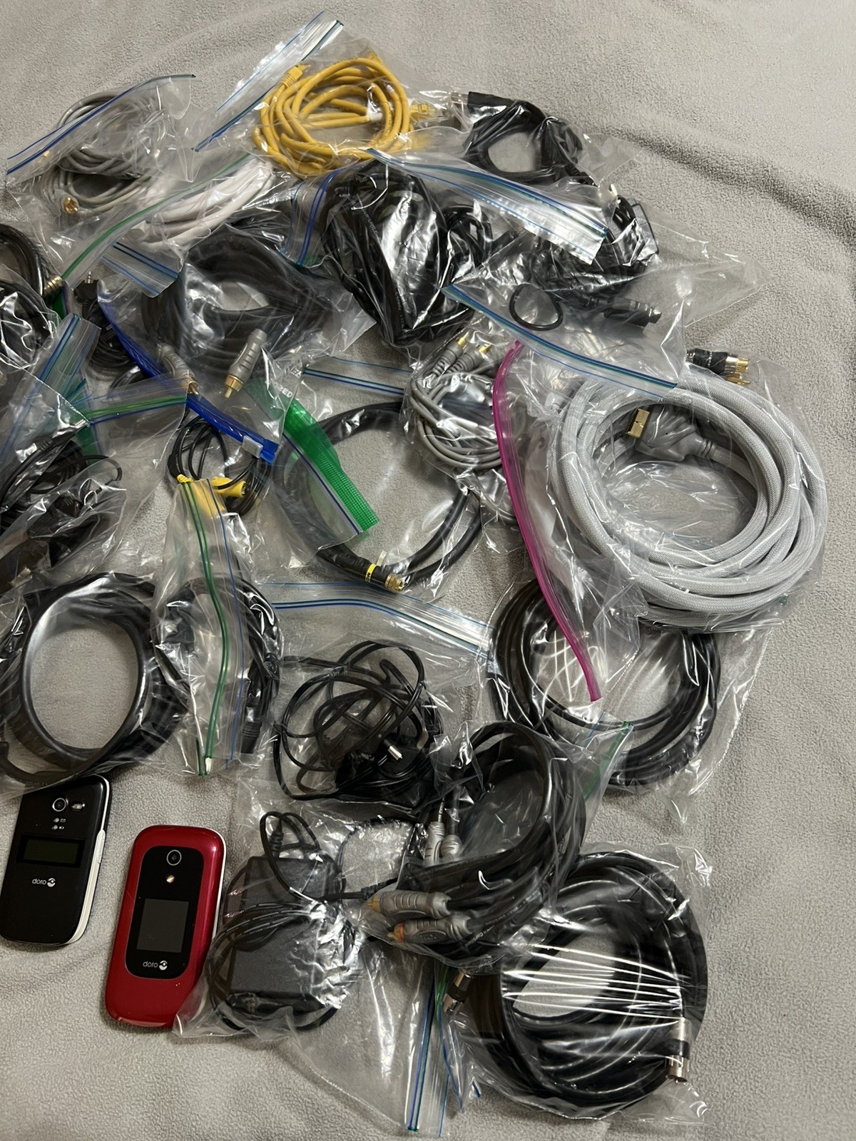 Lot Of Random Cords, Cables, and Other Tech For Electronics Printers Phones