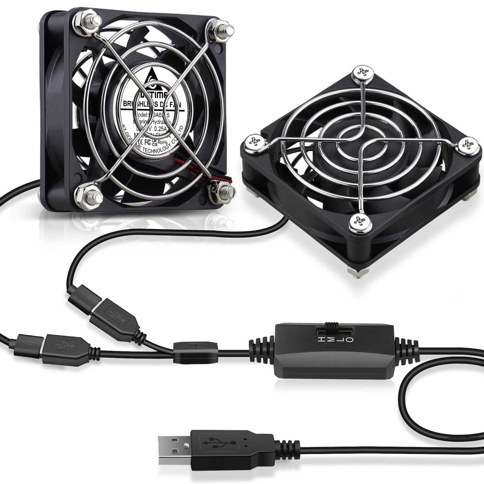 2pack 60mm X 15mm Usb Fan With 3 Speed Control 5v Brushless Dc Cooling Fans For 