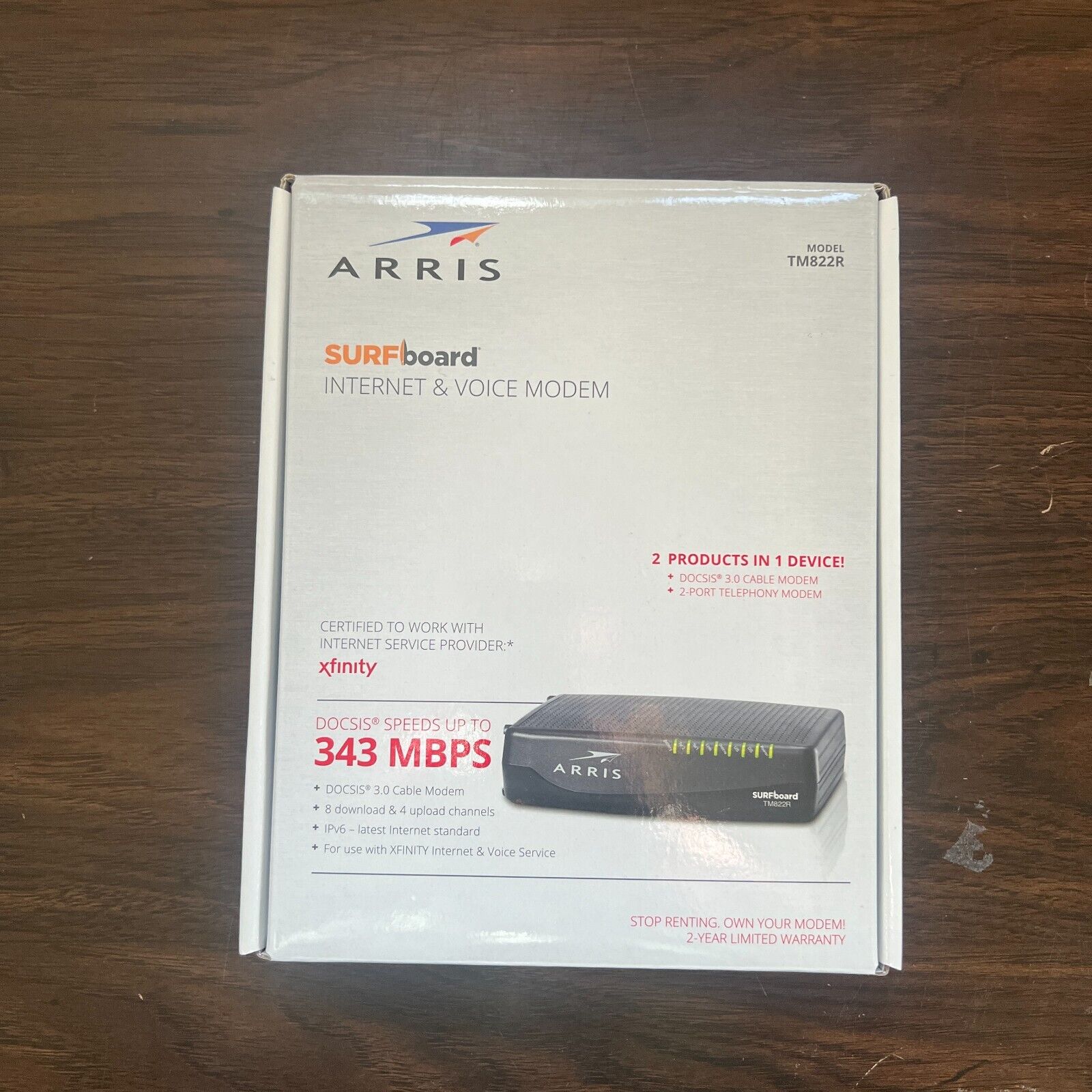 NEW ARRIS TM822R Docsis 3.0 Voice Cable Modem NEW Open Box