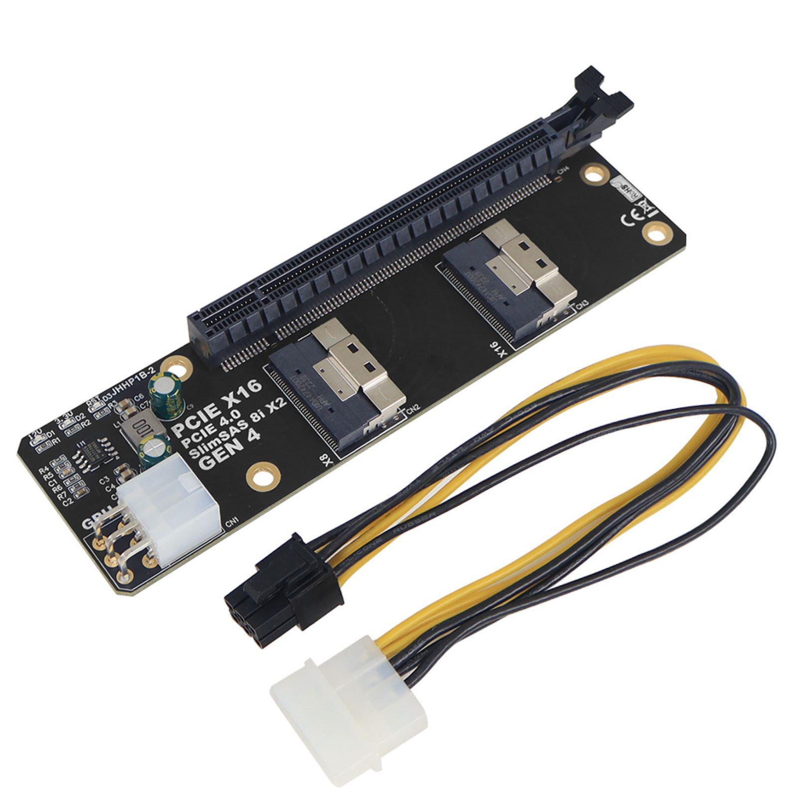 For Network SlimSAS 8i x2 to PCIe4.0 x16 Slot Adapter SFF8654 Riser Card GEN4 1x