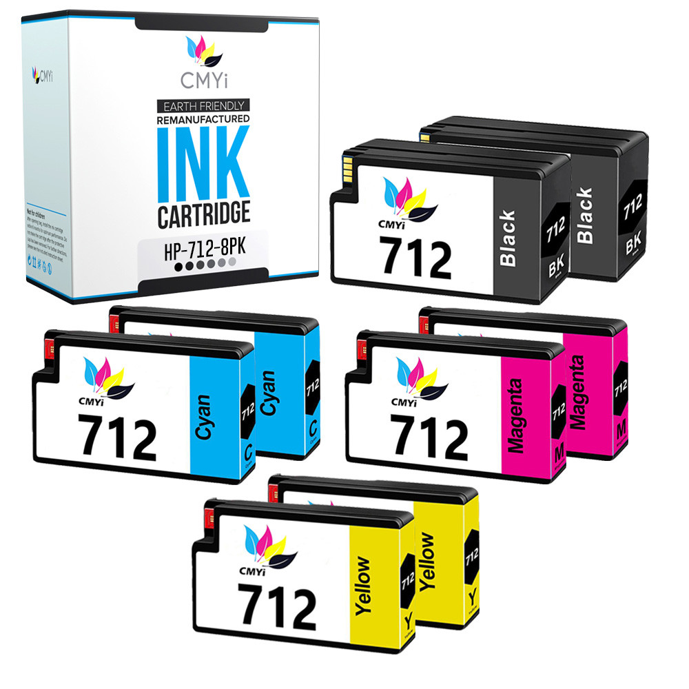 8-PK Compatible HP 712 Printer Cartridges for DesignJet T210 T230 T250 T630 T650
