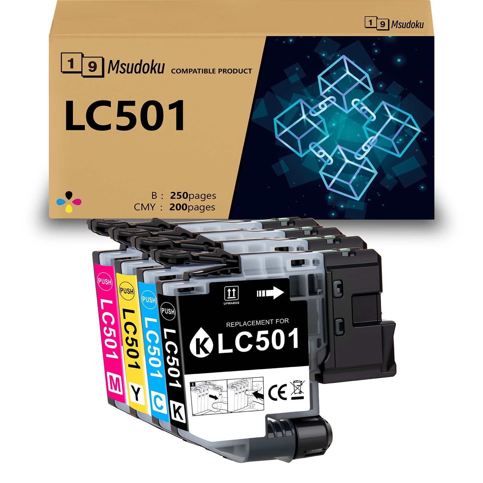 4PACK LC501 Ink Cartridges for Brother MFC-J1260DW MFC-J1360DW MFC-J1410DW LC501
