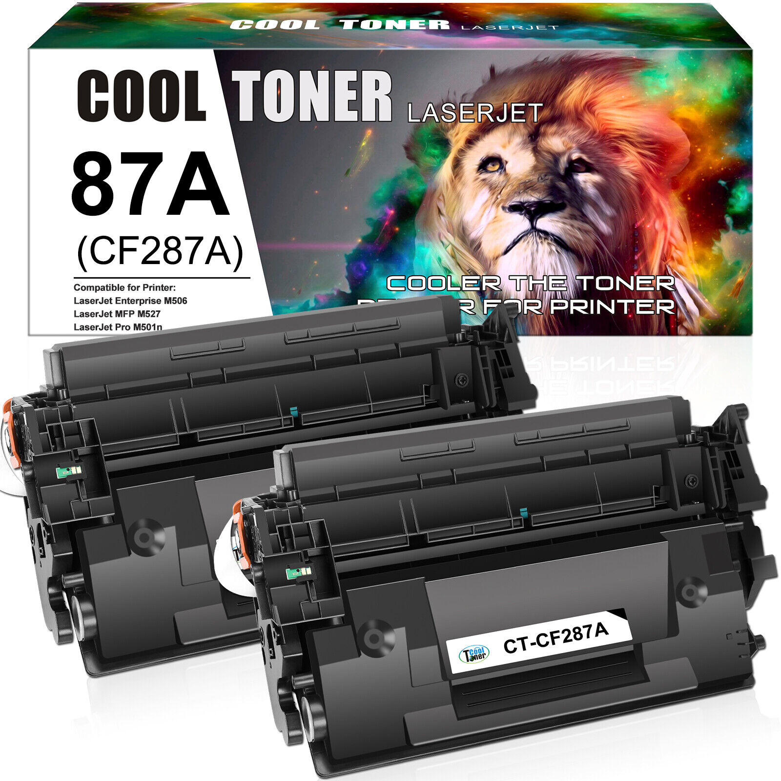 2PK Premium CF287A 87A Toner Cartridge for HP Laserjet Pro M506 MFP M527 M501dn