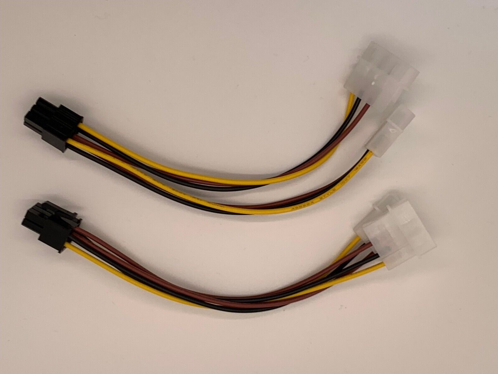 lot of 2x 6 pin pcie (male) to 2x 4 pin molex (male) 6 inch power cable adapter