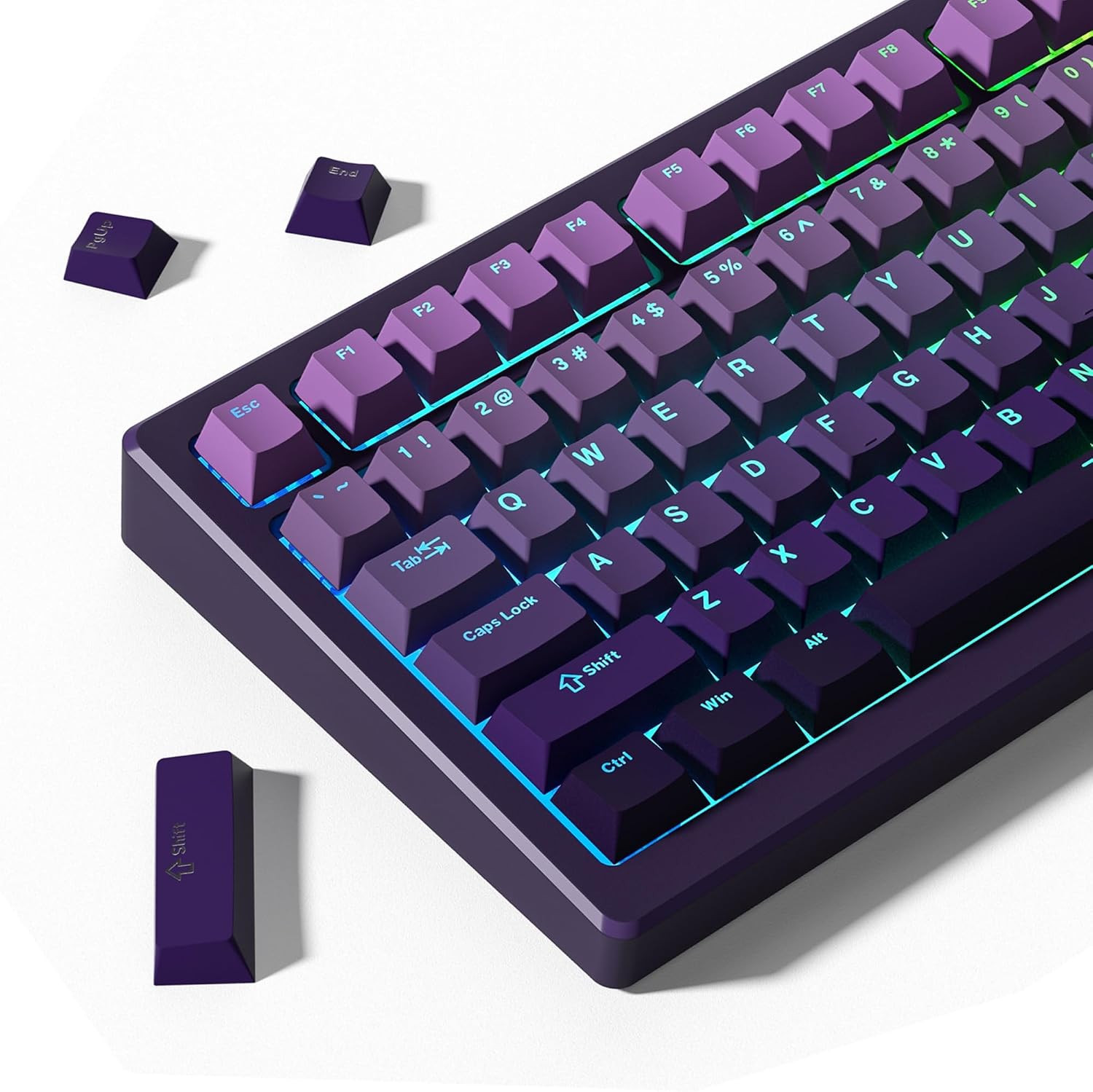 Shine through PBT Keycaps 60 75 100 Percent Cherry Profile