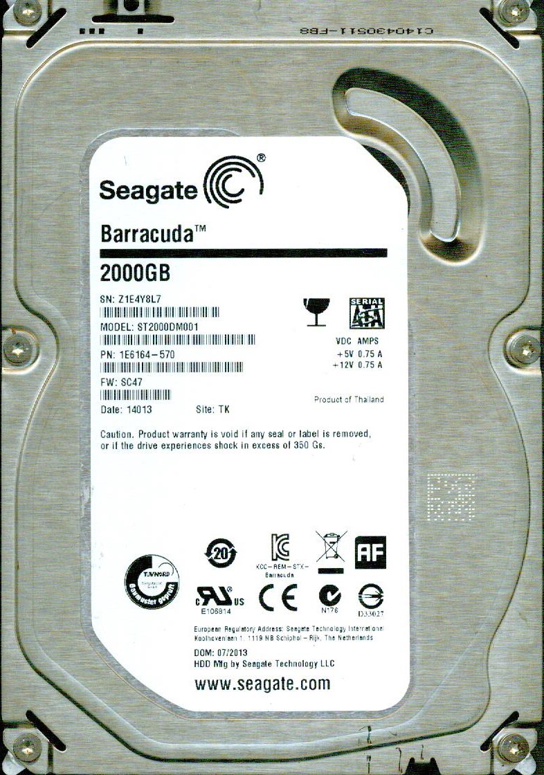 ST2000DM001,  1E6164-570,   SC47,  TK, Z1E4   SEAGATE SATA 2TB 
