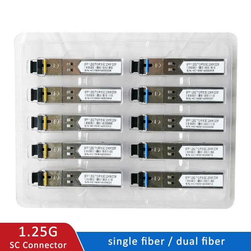 1.25G SC BiDi SFP Module WDM Switch Compatible SFP Transceiver Module 5pair