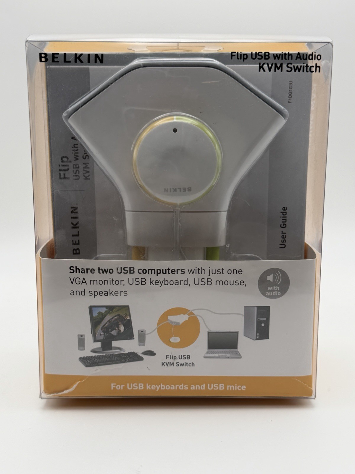 Belkin Flip 2-Port USB + VGA KVM Switch with Wired Remote F1DF102U ✔**NEW**