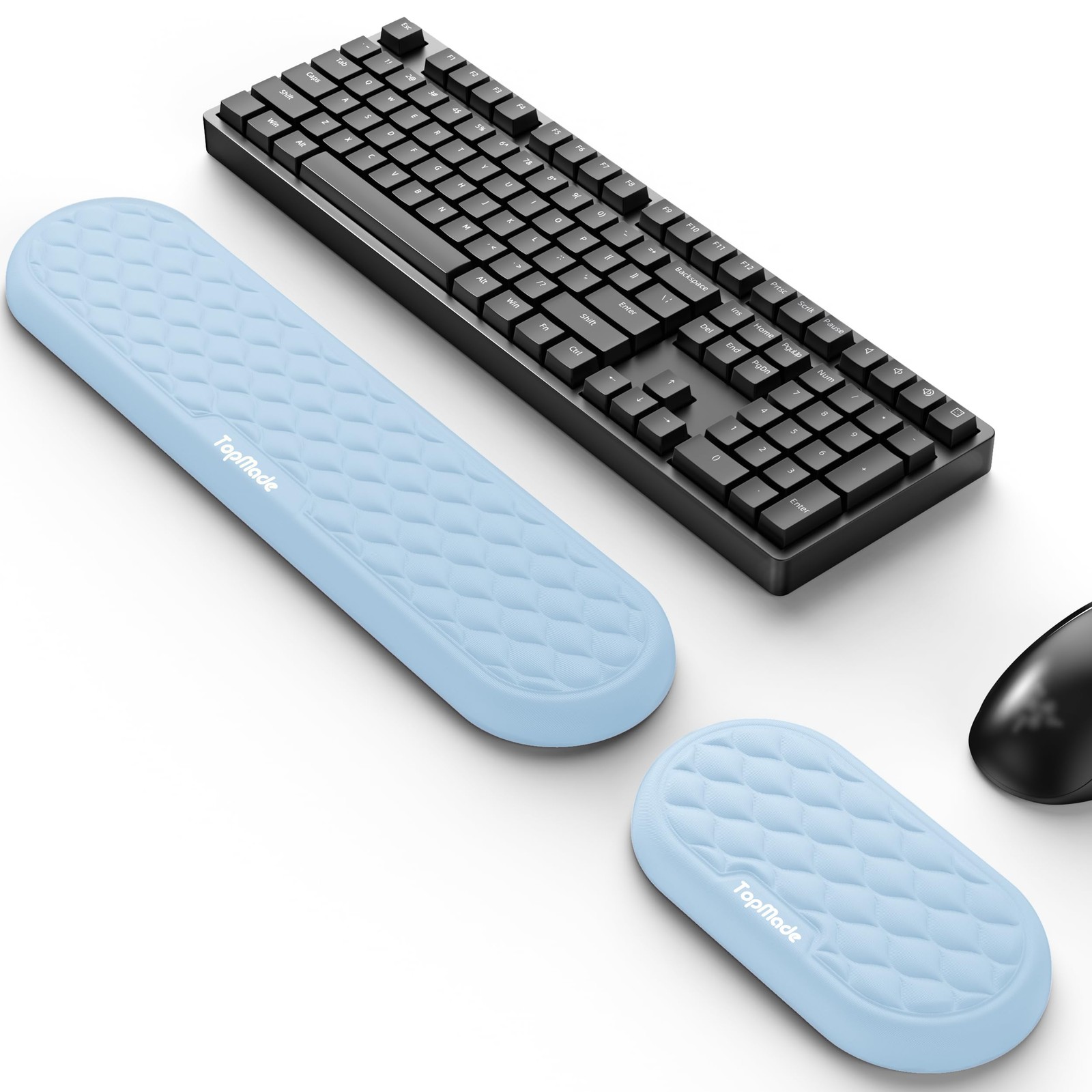 TopMade Upgraded Wider Wrist Rest Set, Soft Memory Full Size, White Ice Set 