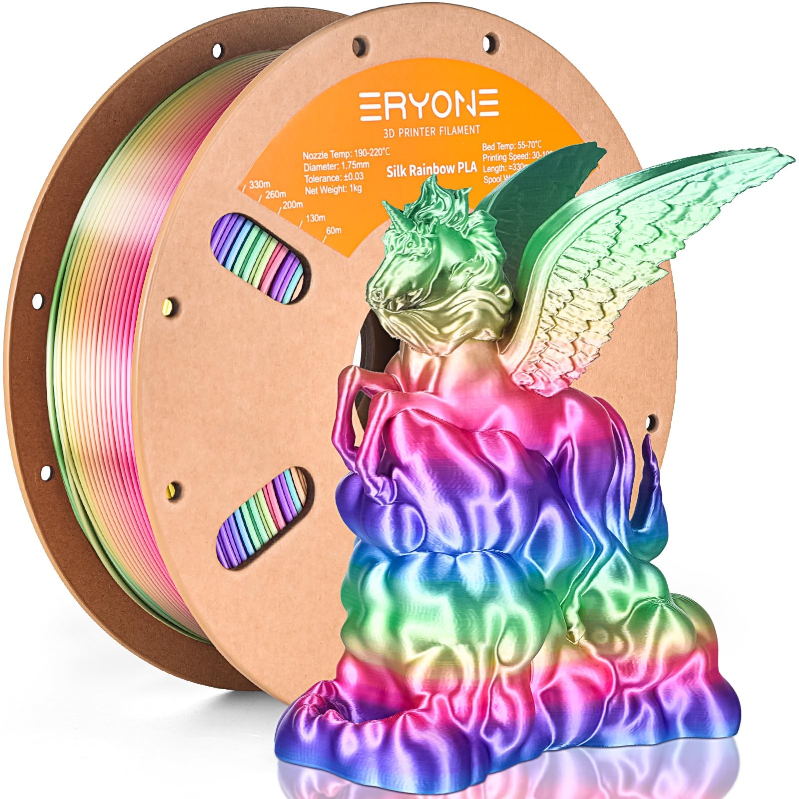 PLA Filament 1.75mm Silk Rainbow Gradient 3D Printer 1KG - 3D Printing Materials