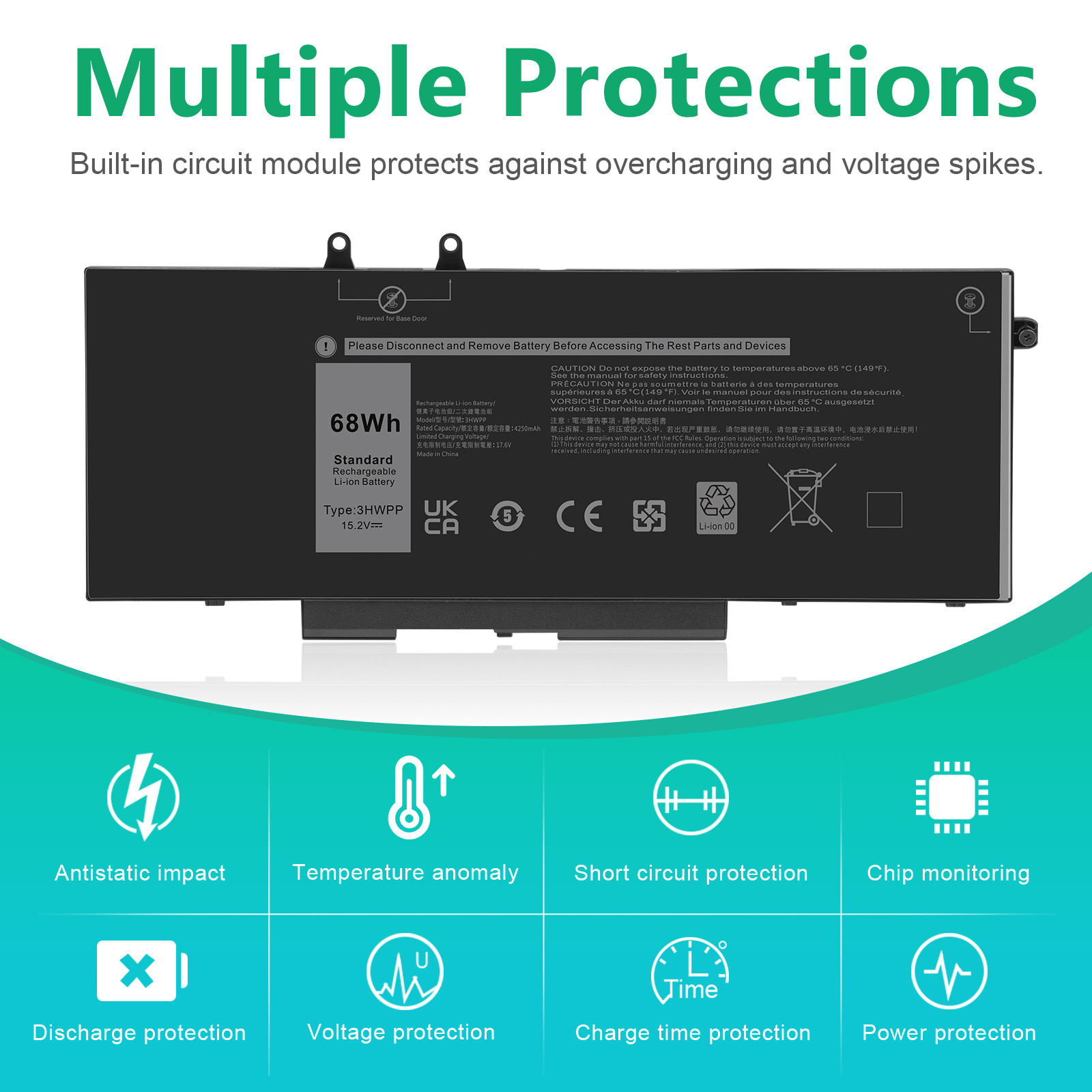 3HWPP LAPTOP BATTERY FOR DELL Latitude 5401 5410 5411 5501 Precision 3541 US