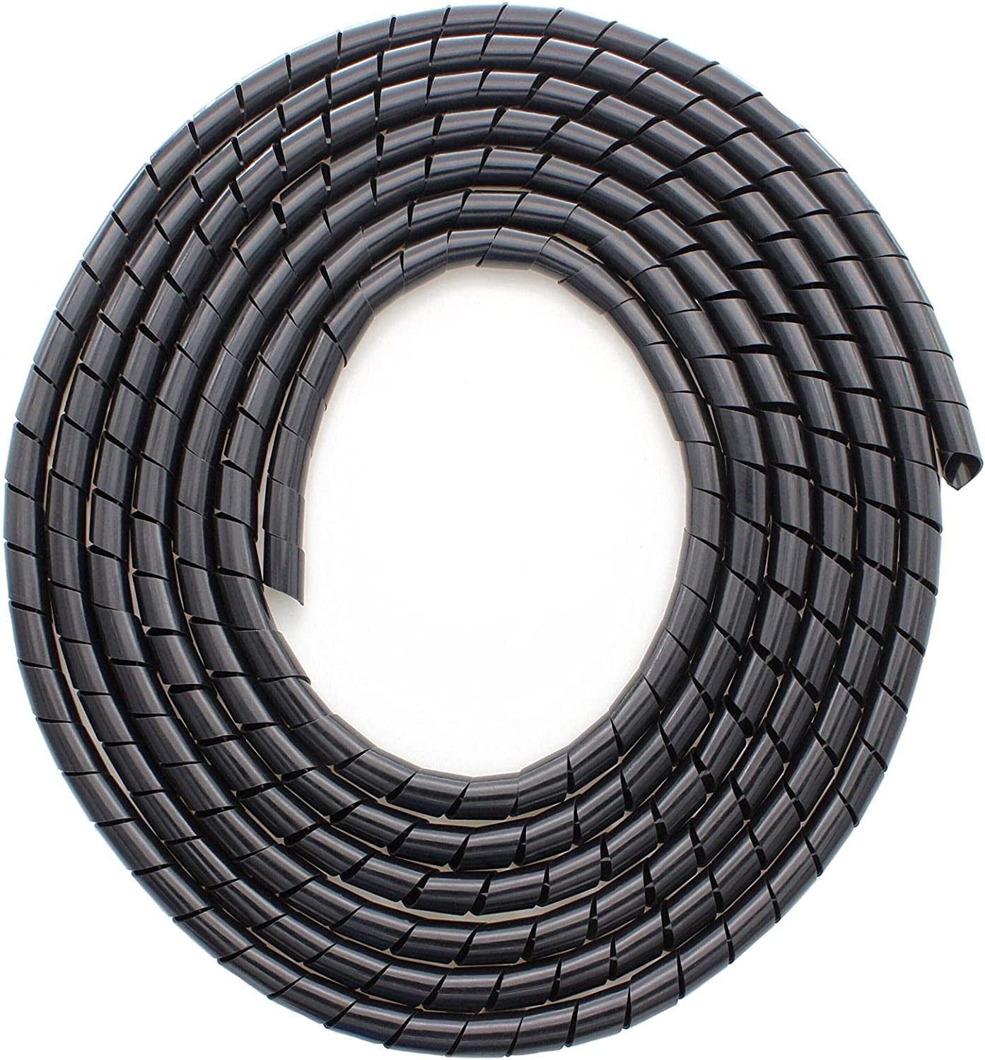 Enrollador Espiral Cables 10ft 1/4 Pulg Cubierta Organizador PC TV Negro