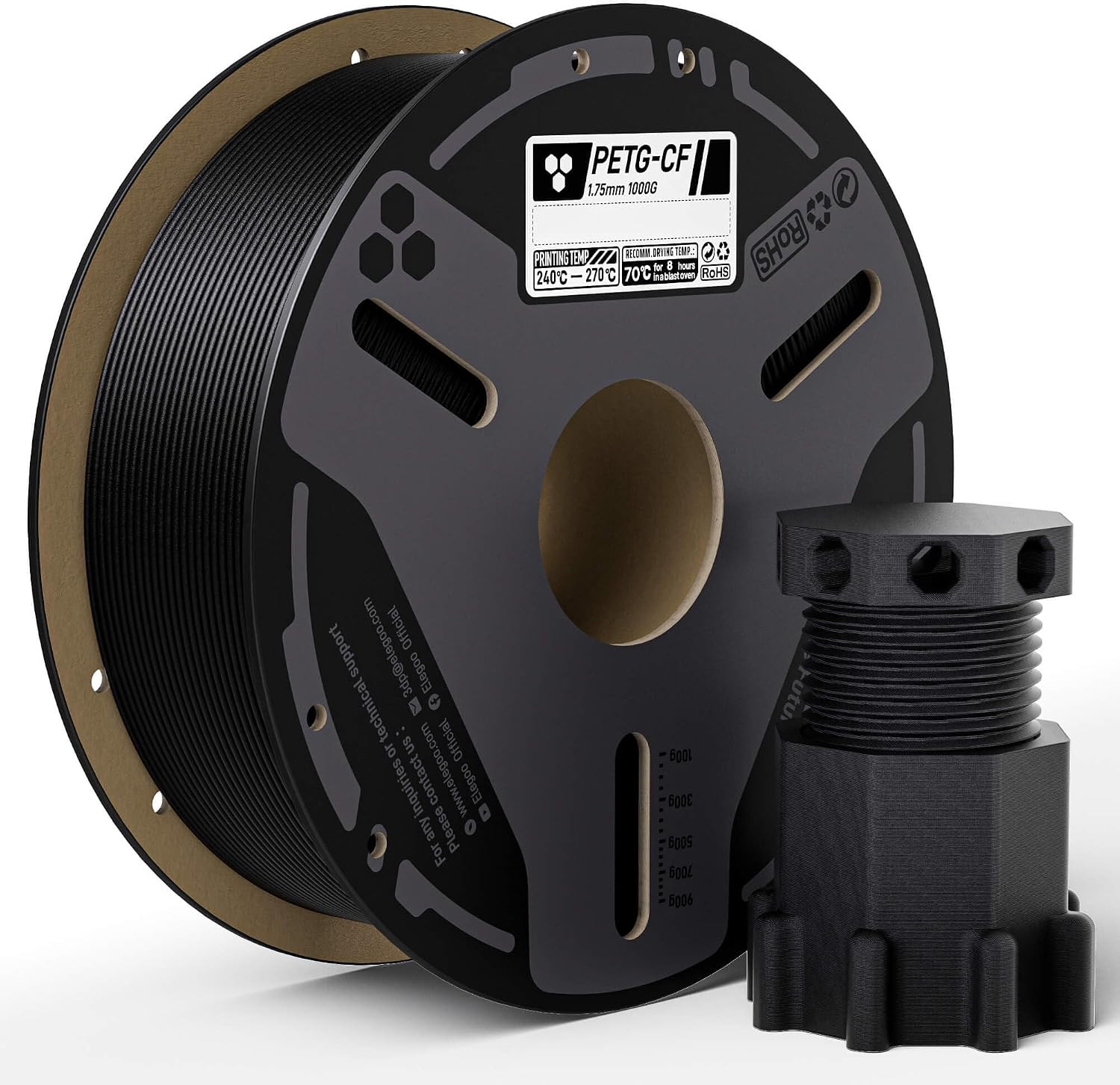 ELEGOO PETG-CF 3D Printer Filament 1.75Mm Black 1KG