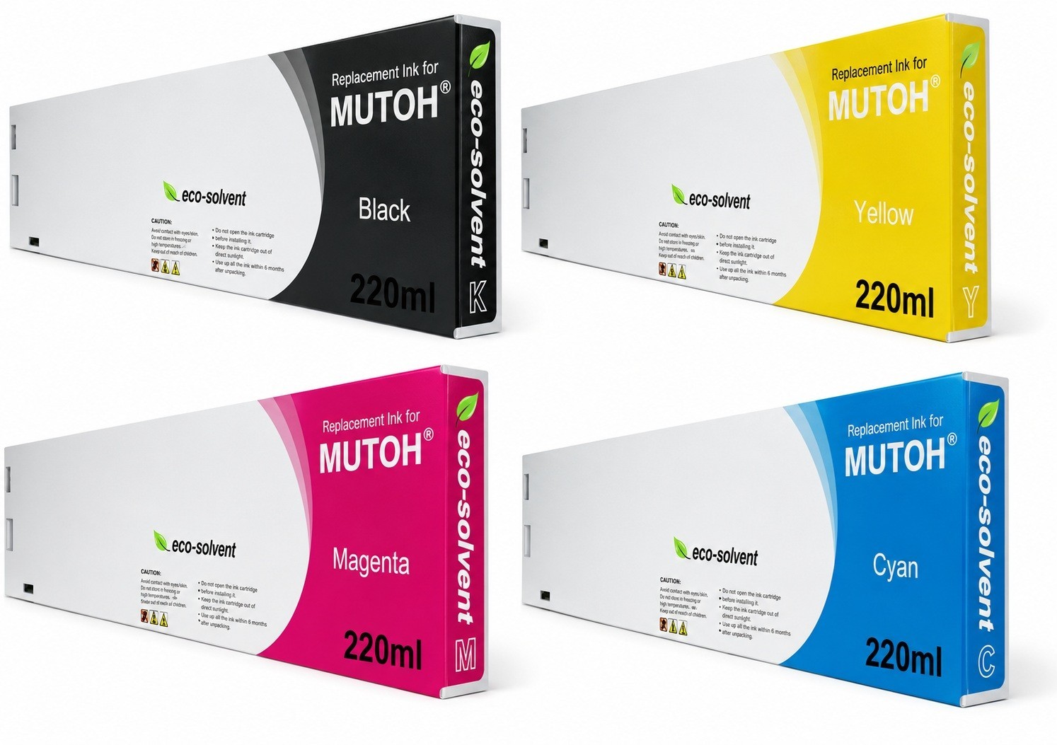 4x COMPATIBLE MUTOH ECO SOLVENT INK CARTRIDGES ValueJet MS31 CYMK 220ML